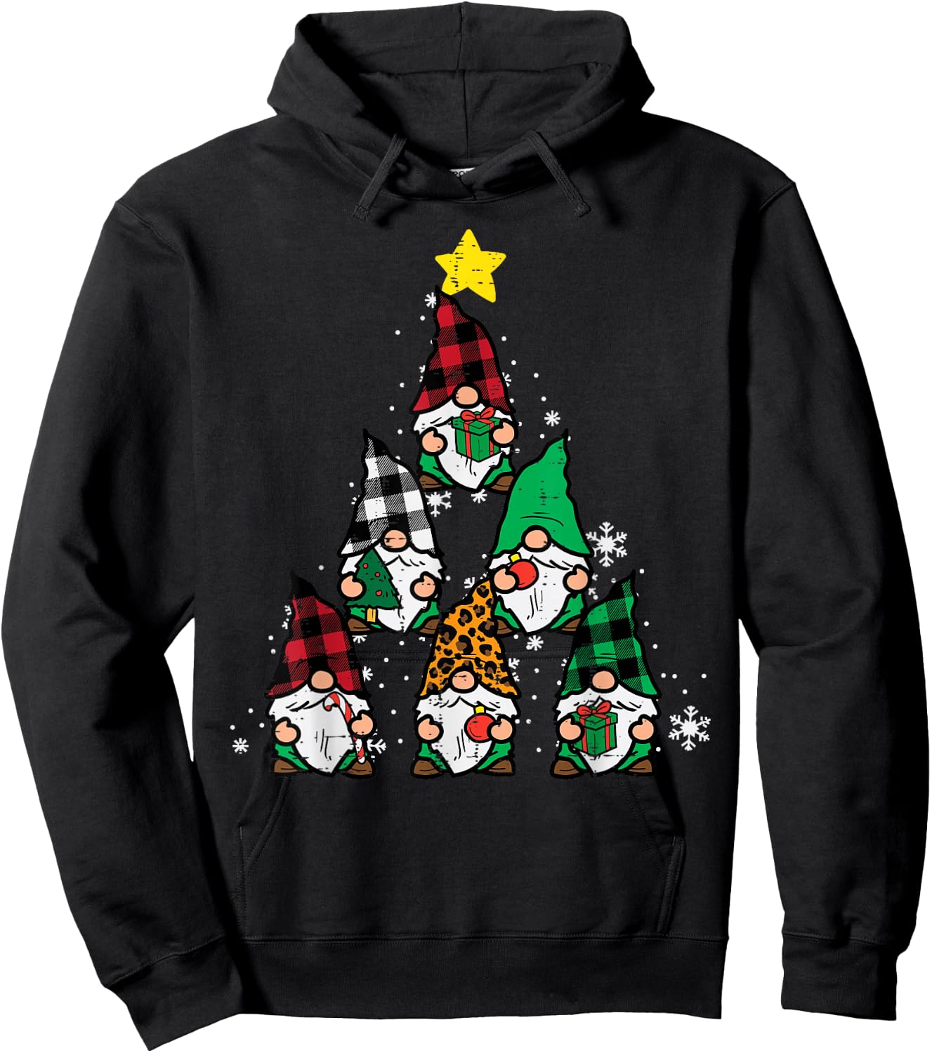 Gnomes Christmas Tree Funny Xmas Holidays Men Women Kids Hoodie - Hoodie | Black