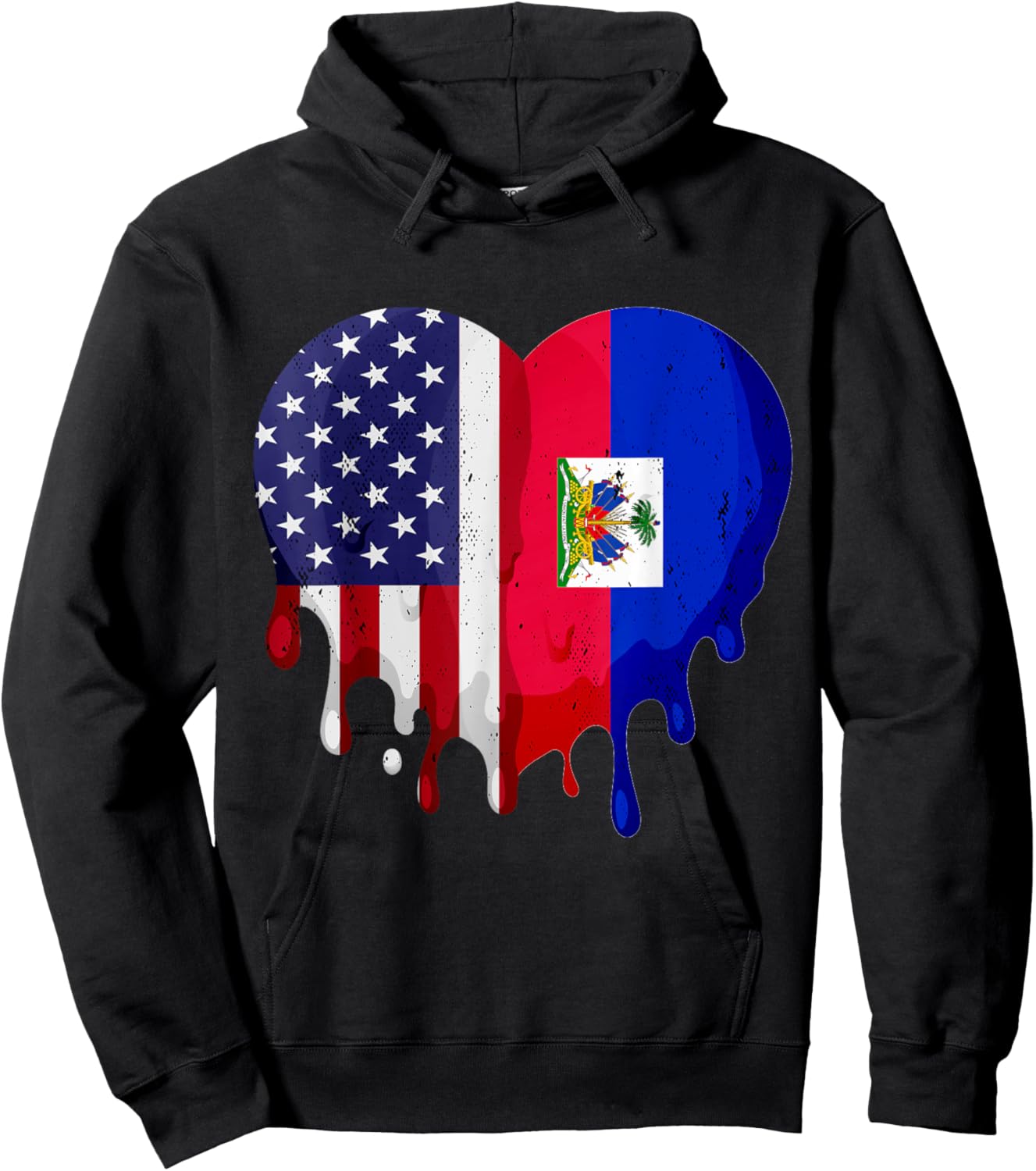 American Haitian Hispanic Heritage Month Flag Heart Hoodie - Hoodie | Black