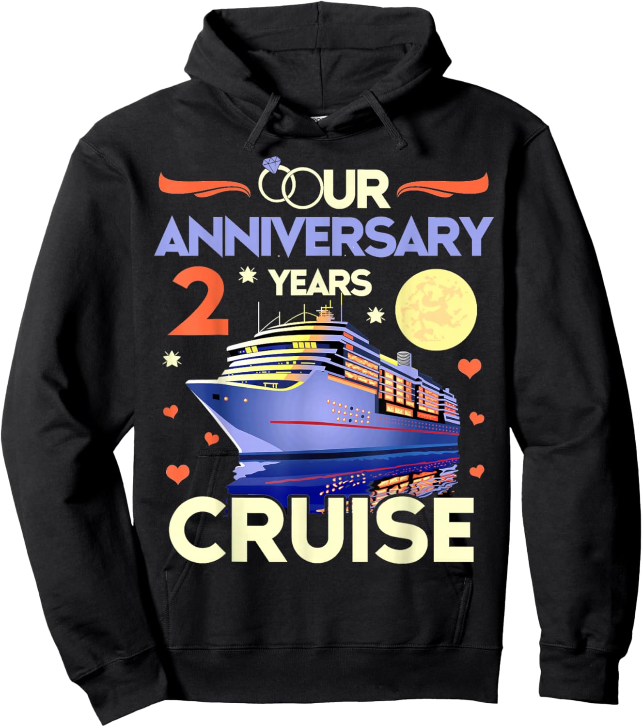 Our 2nd Wedding Anniversary Cruise 2 Years Anniversary Hoodie - Hoodie | Black