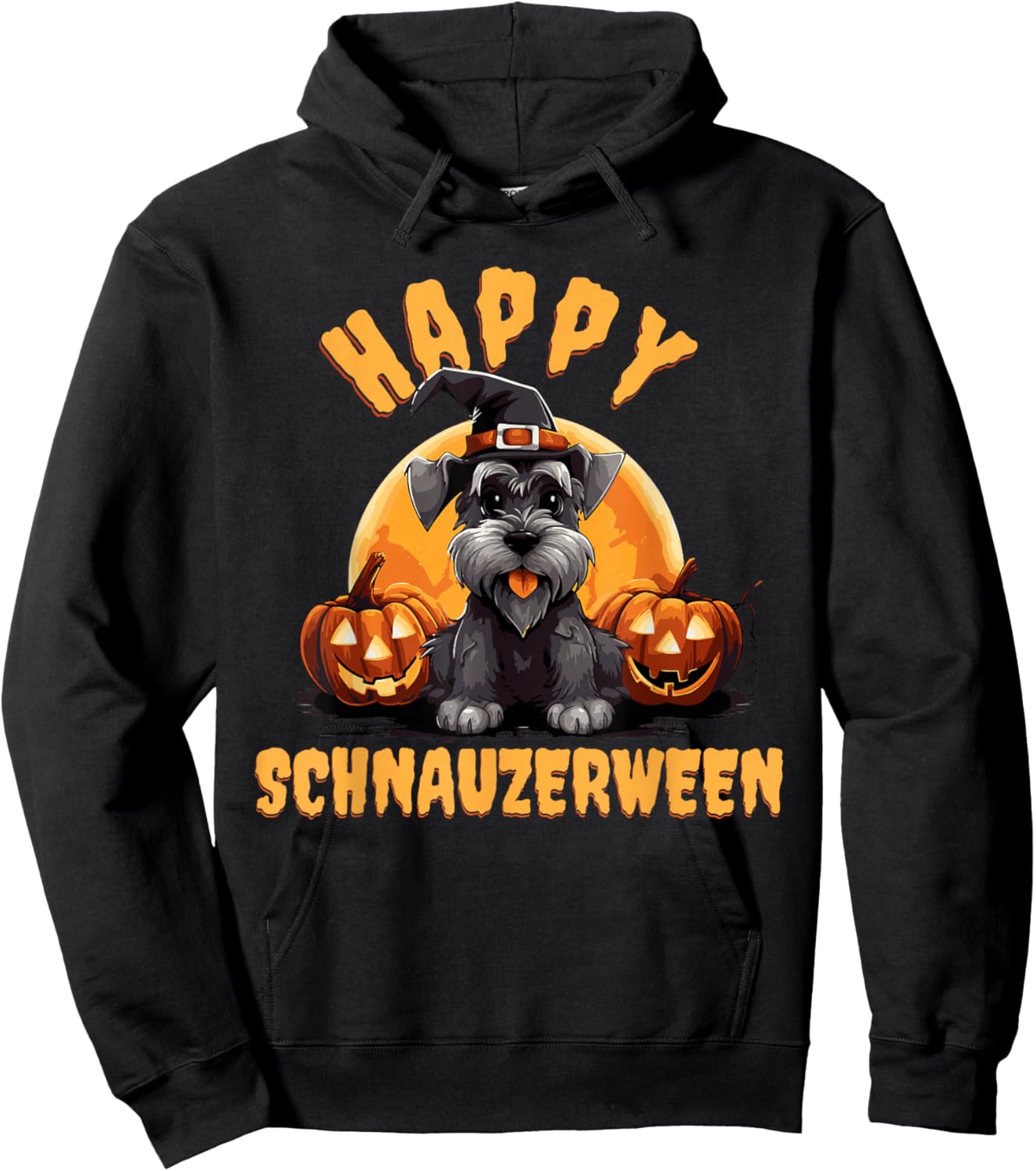 Happy Schnauzerween Schnauzer Halloween Hoodie - Hoodie | Black