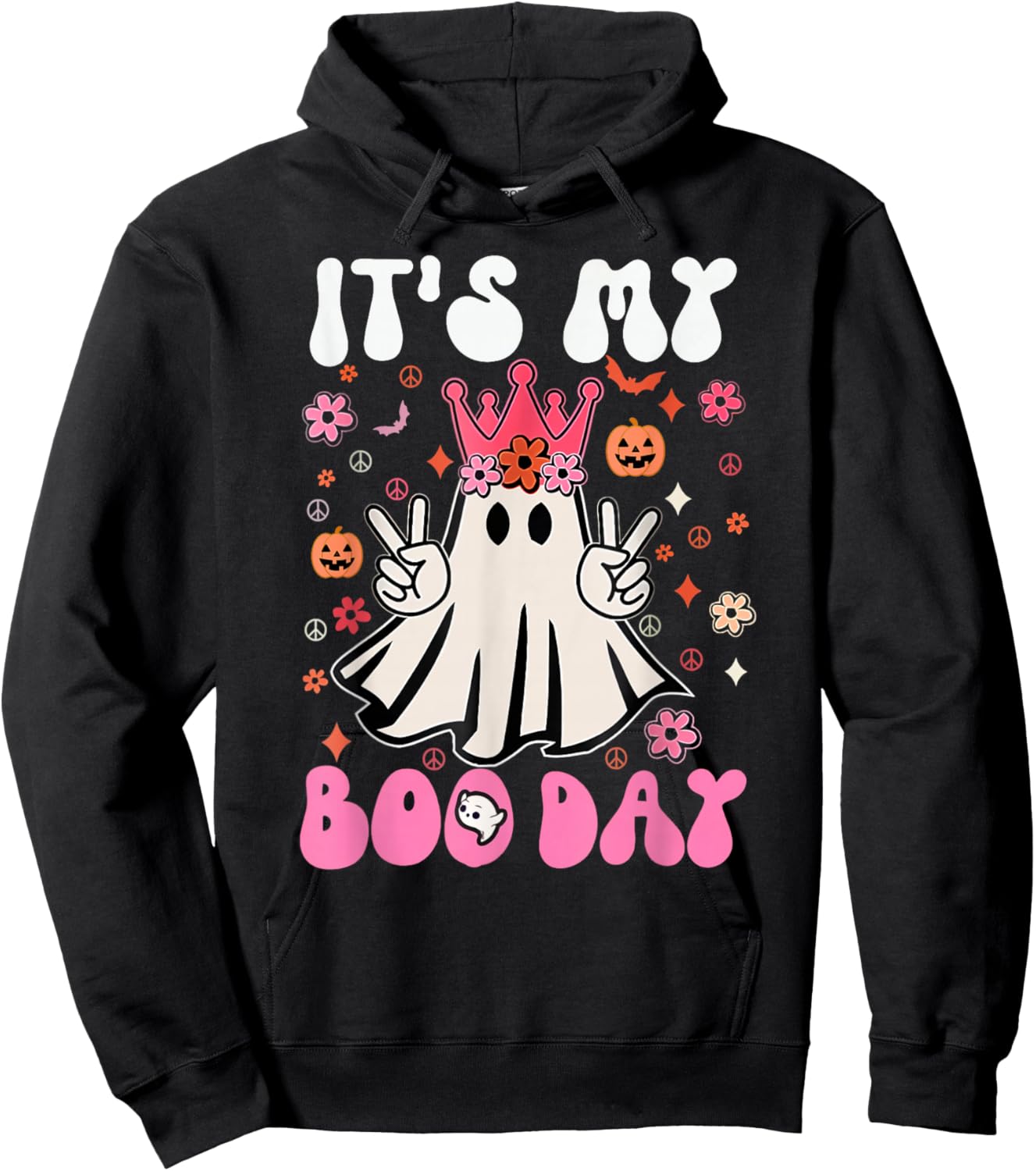 Its My Boo Day Cute Ghost Halloween Birthday Boys Girls Kids Hoodie - Hoodie | Black
