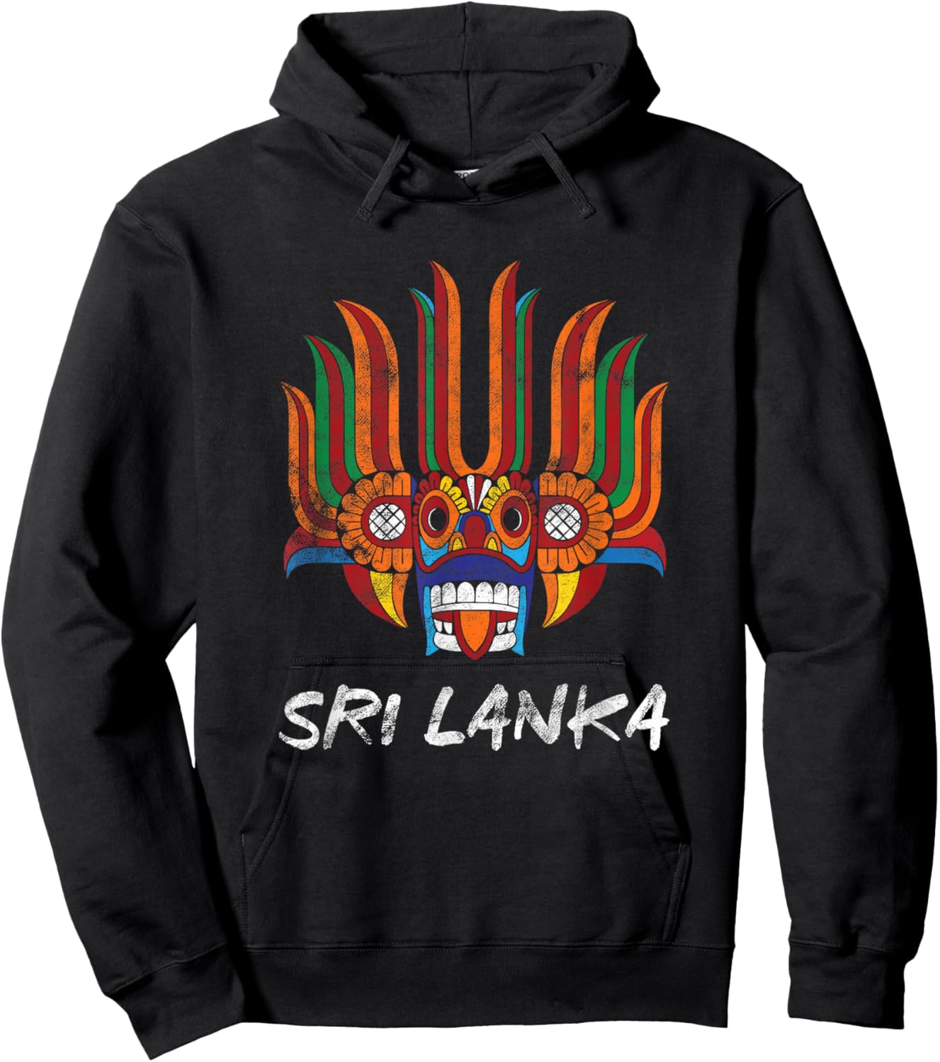 Sri Lanka Holiday Sri Lankan Tribal Festival Mask Hoodie - Hoodie | Black