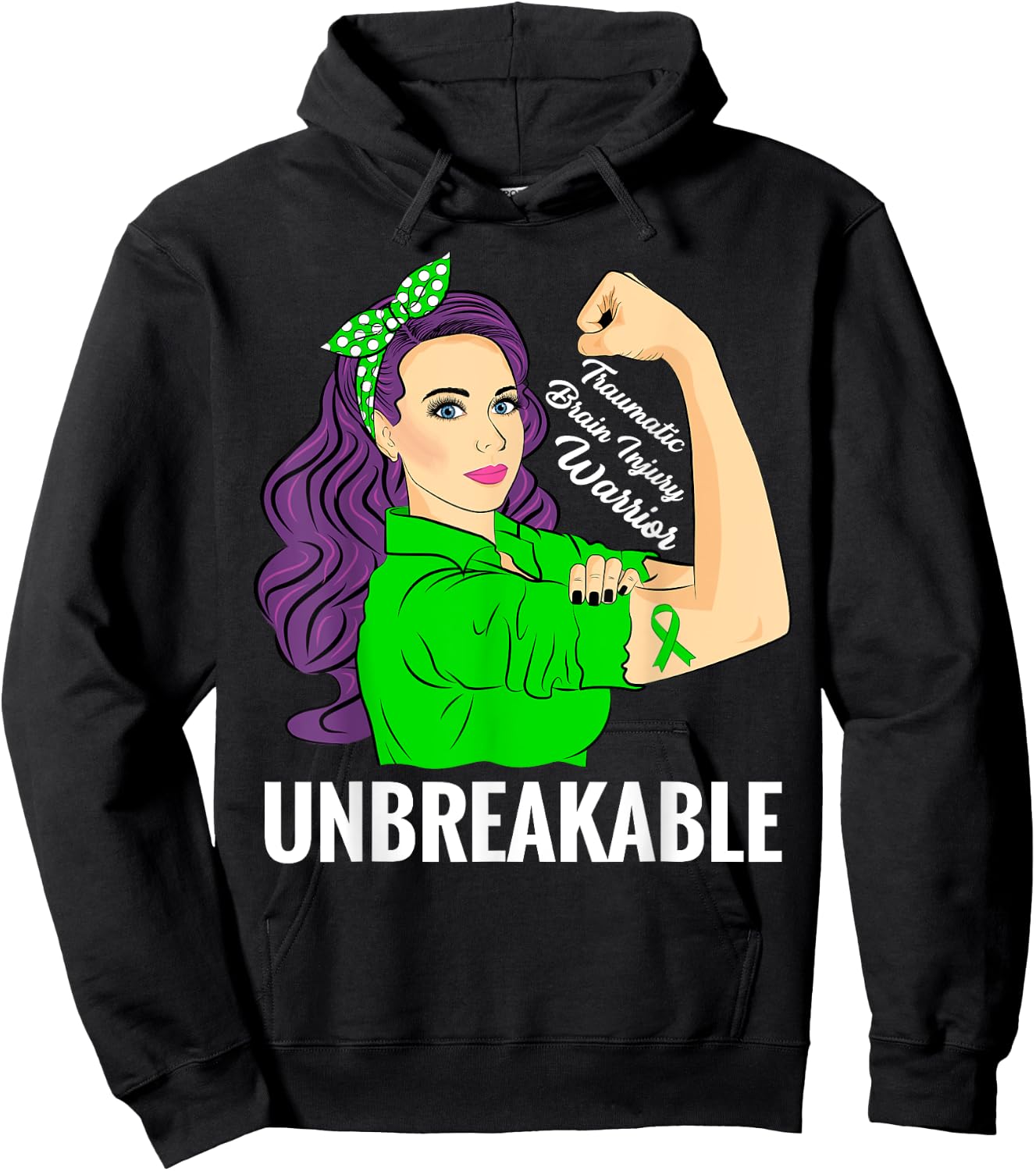 Traumatic Brain Injury Warrior TBI Awareness Hoodie - Hoodie | Black
