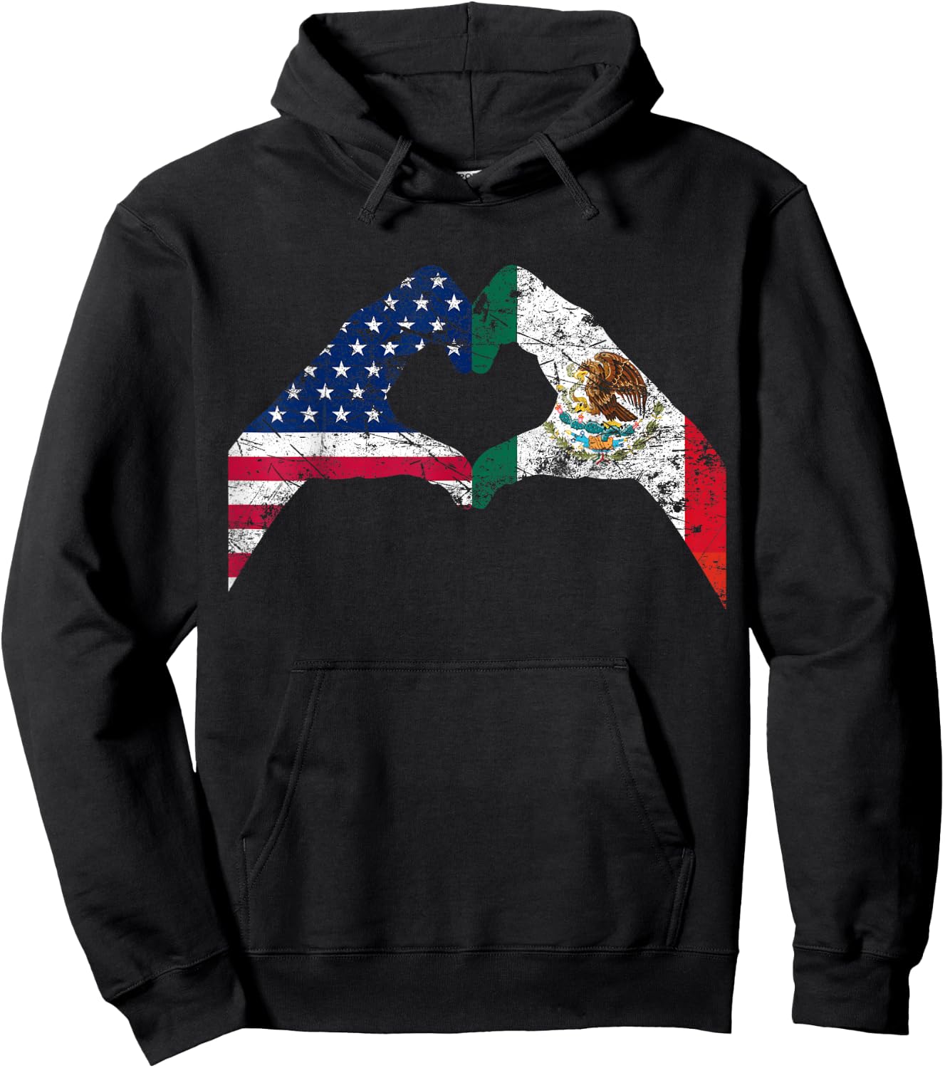 America Mexico Flag Vintage Mexican Roots American Hoodie - Hoodie | Black