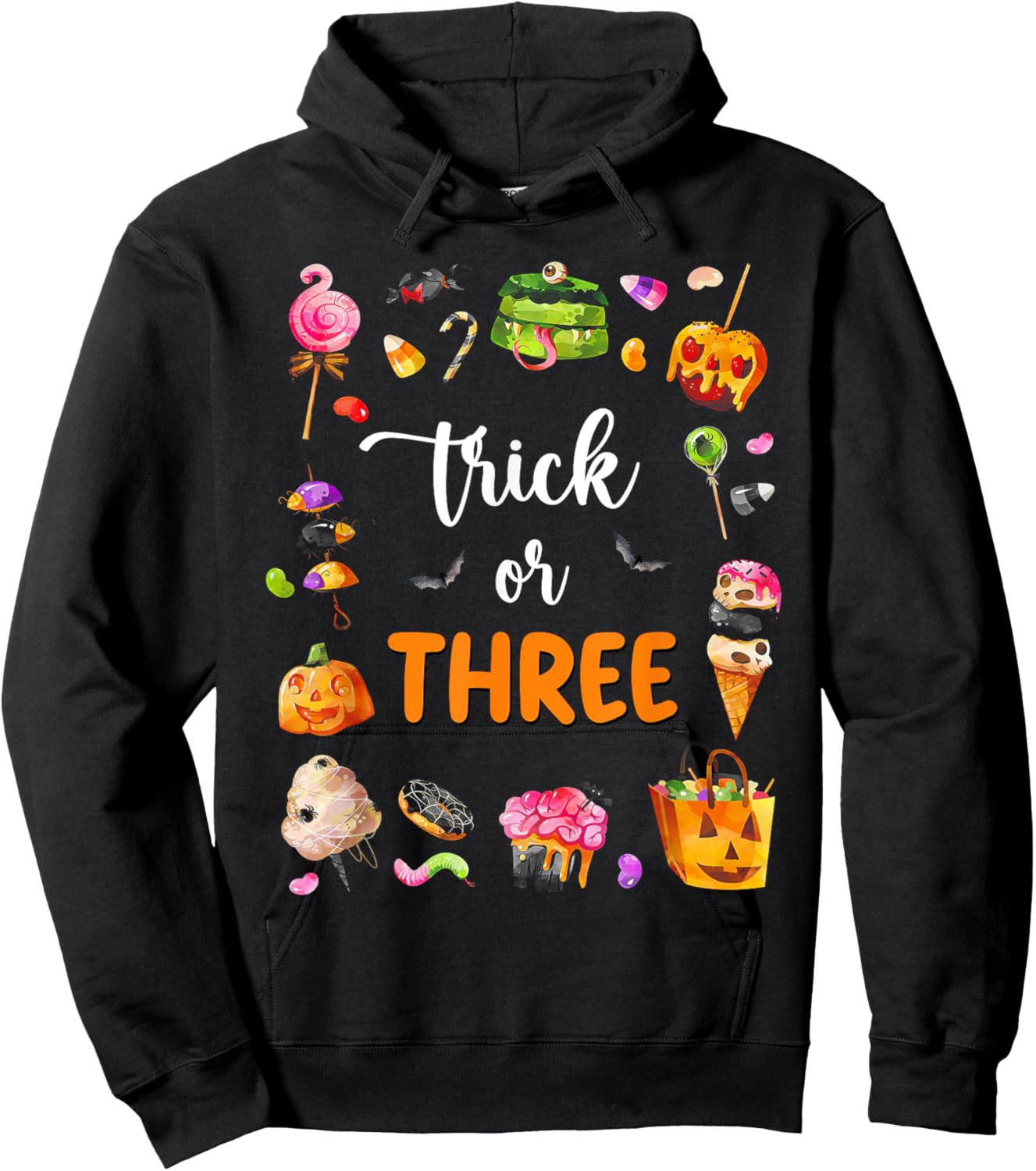 Trick Or Three Halloween Theme 3rd Birthday Boy 3 Yrs Old Hoodie - Hoodie | Black