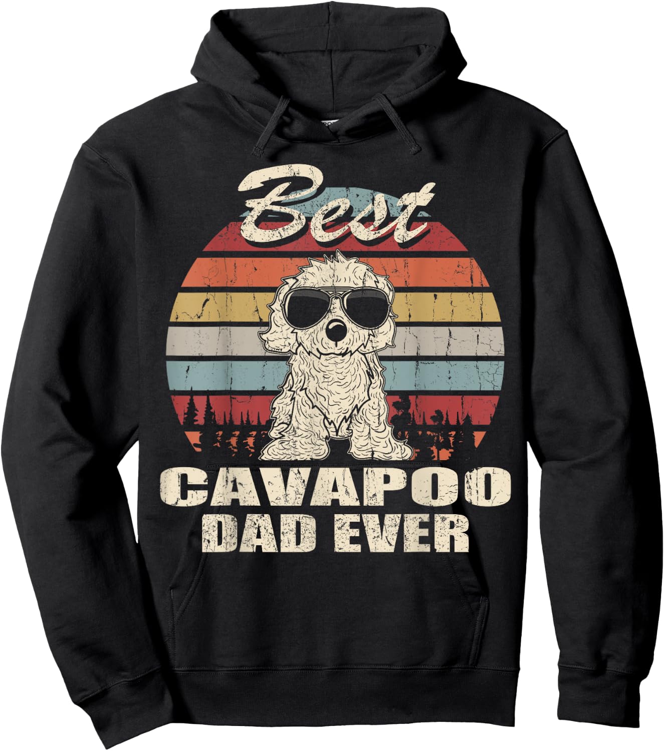Best Cavapoo Dad Ever Vintage Retro Dog Dad Hoodie - Hoodie | Black