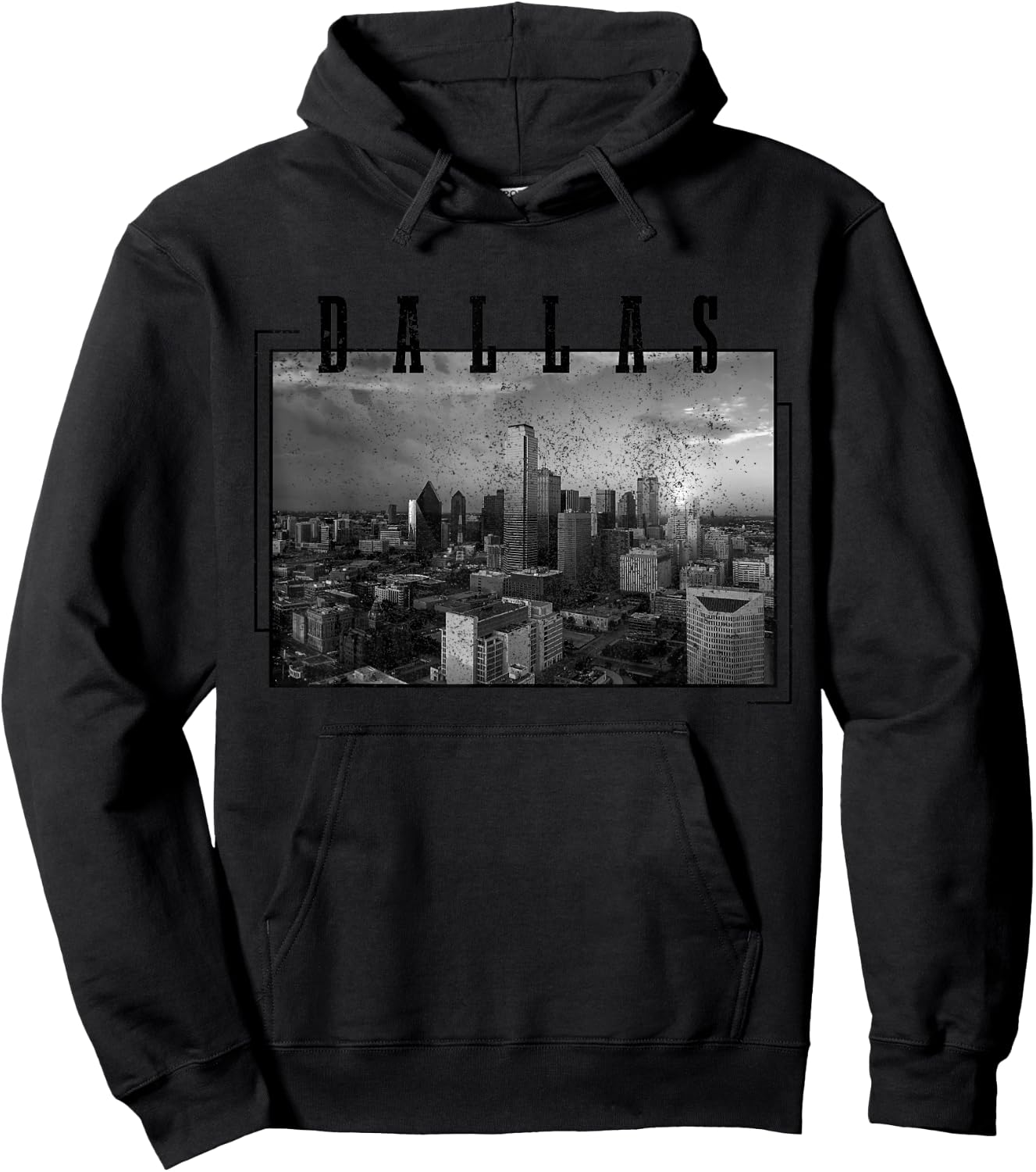 Dallas Skyline Texas Pride Vintage Black & White Photo Hoodie - Hoodie | Black