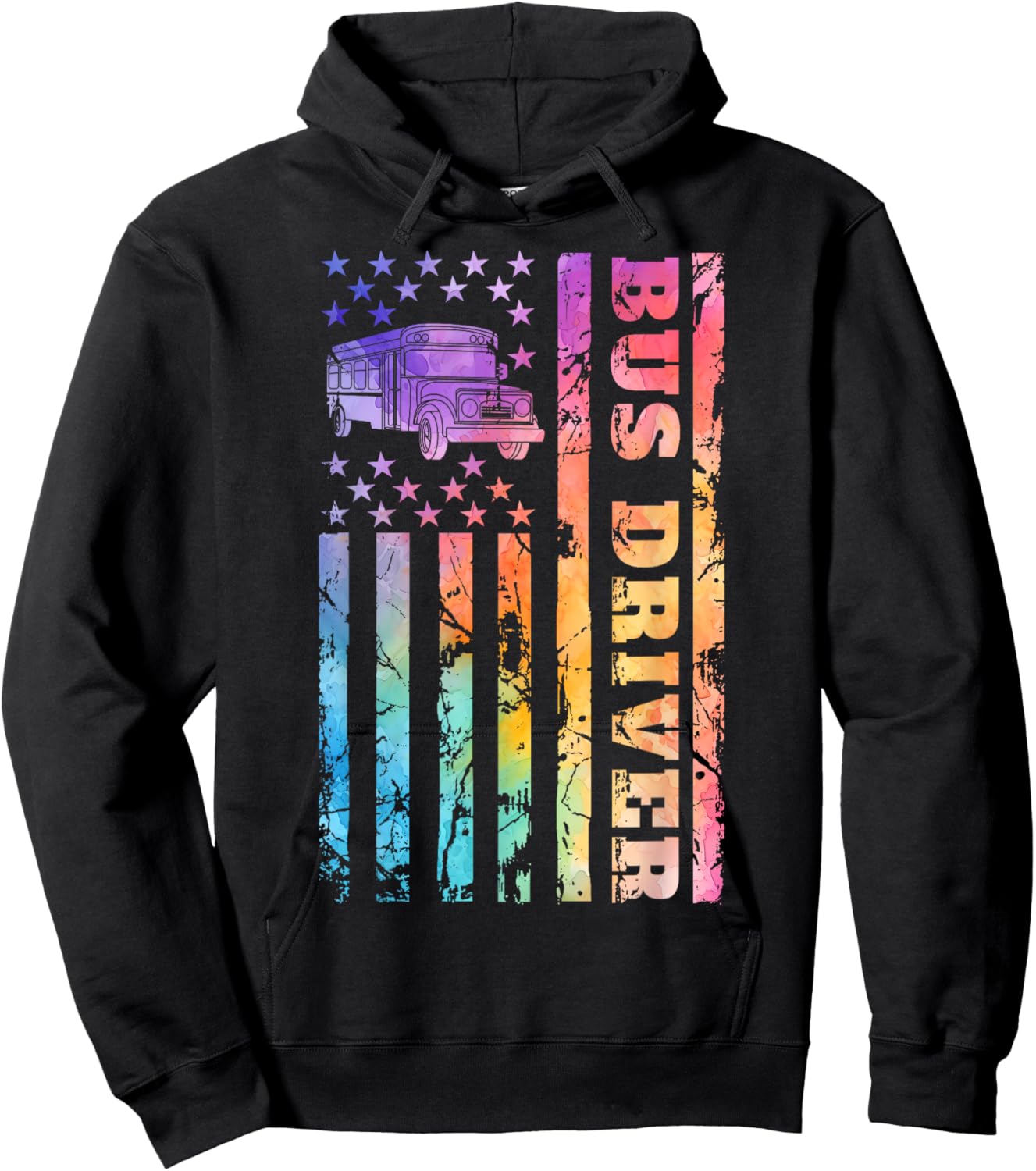 School Bus Driver 4th of July American Flag Back to School Hoodie - Hoodie | Black