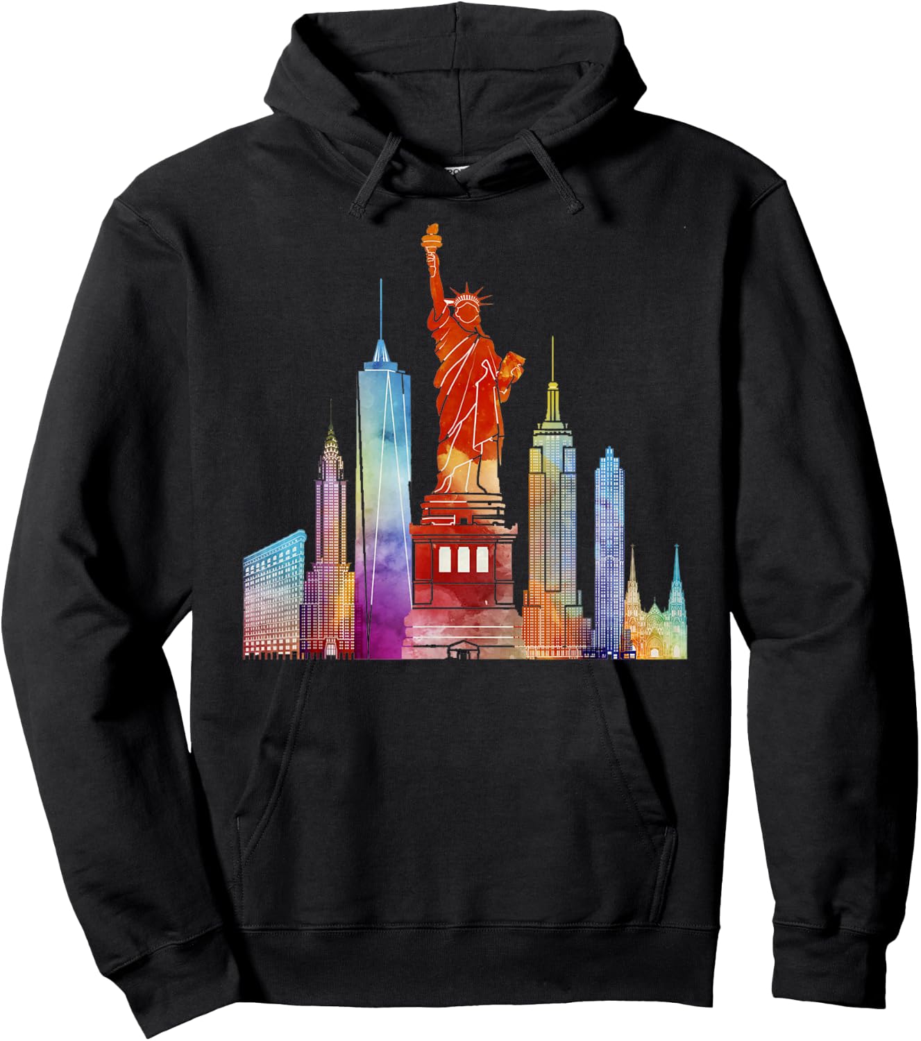 New York City Watercolour Statue of Liberty NYC Hoodie - Hoodie | Black