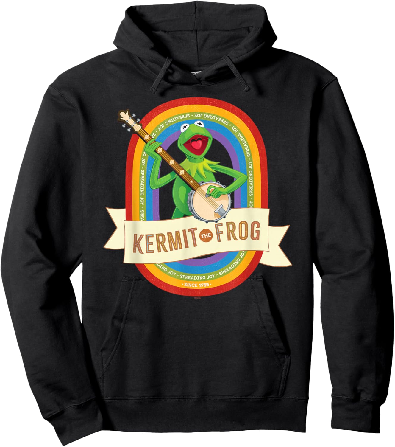 Disney The Muppets Kermit the Frog Spreading Joy Since 1955 Hoodie - Hoodie | Black