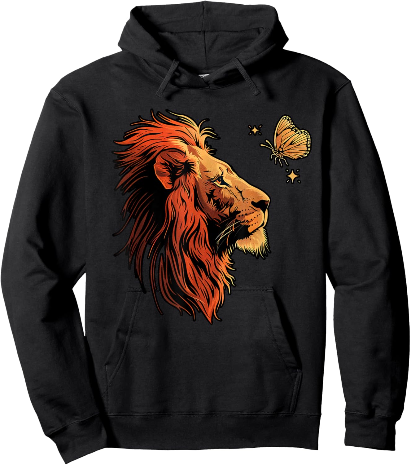 Lion Head Lion Butterfly Hoodie - Hoodie | Black