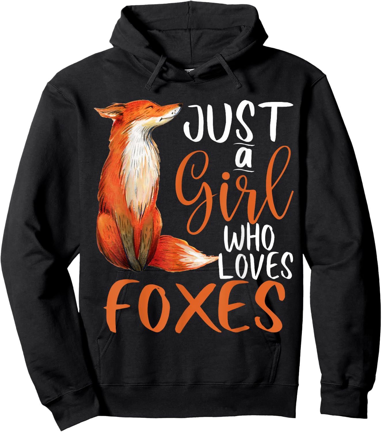 Just a Girl Who Loves Foxes girls women kids Cute Fox Gift Hoodie - Hoodie | Black