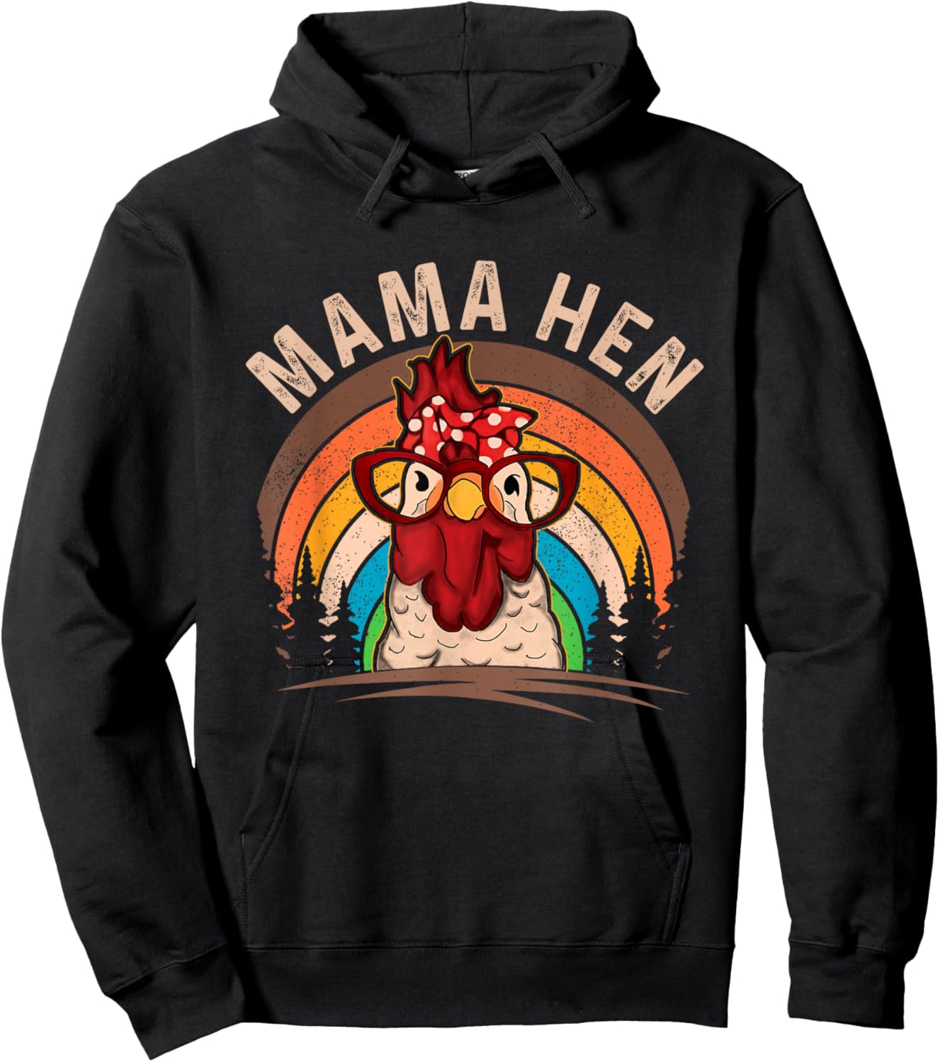 Mama Hen Vintage Retro Chicken Mom Chicken Lady Mother's Day Hoodie - Hoodie | Black