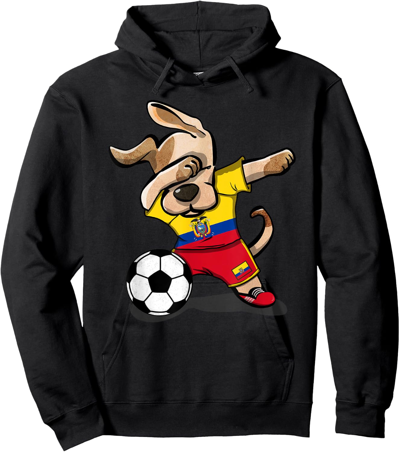 Dabbing Dog Ecuador Soccer Ecuadorean Flag Football Lovers Women Girls Kids Hoodie - Hoodie | Black