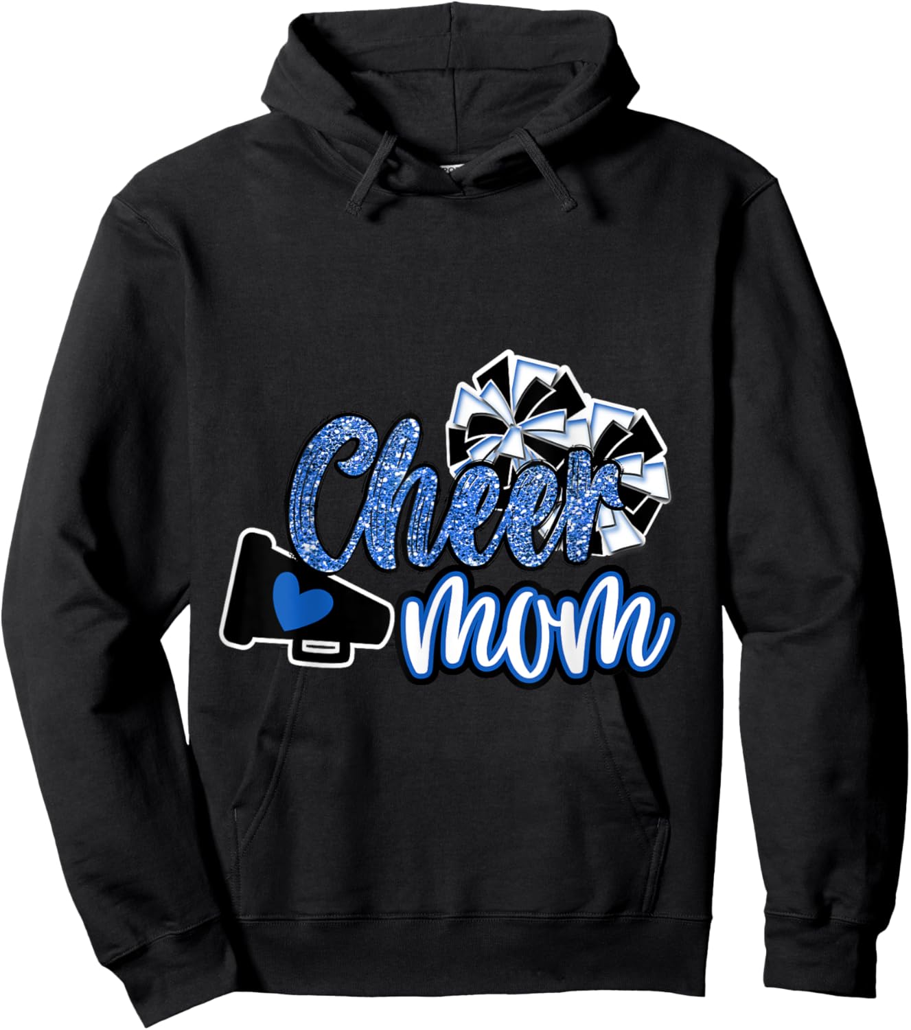 Cheer Mom Shirt, Megaphone Blue Leopard Cheetah Print Hoodie - Hoodie | Black