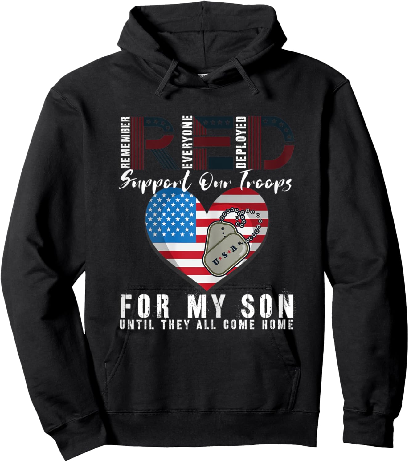 Red Friday Military I Wear Red For My Son Remember Everyone Hoodie - Hoodie | Black