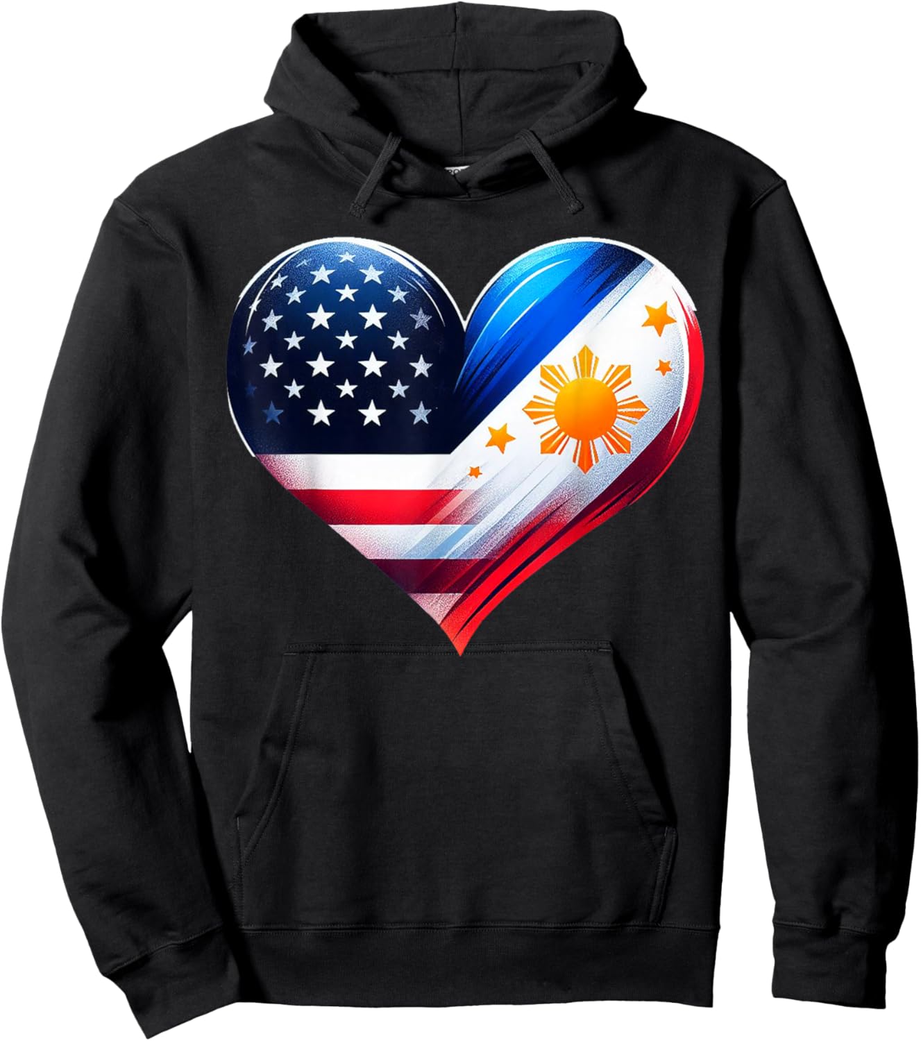 Philippines Flag Proud Filipino Wife Heart Philippines USA Hoodie - Hoodie | Black