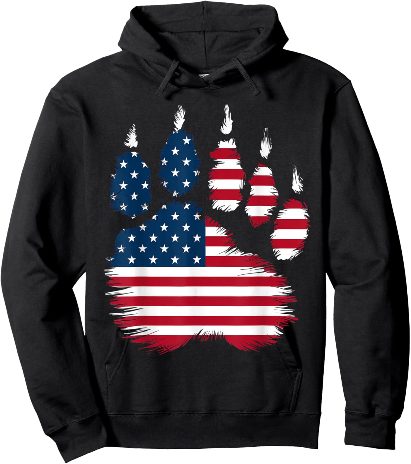 Bear Paw Patriotic USA Flag 4th of July Women Kids Men Hoodie - Hoodie | Black
