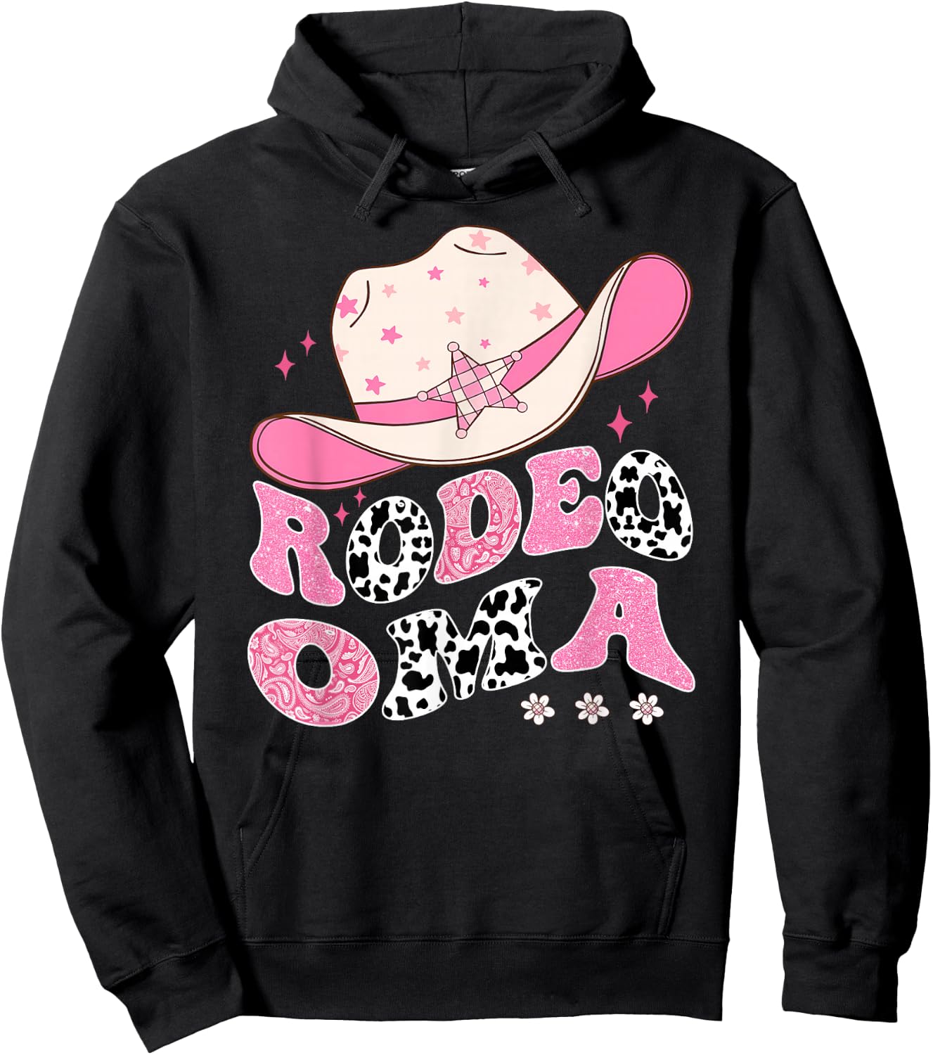 Rodeo Oma Pink CowGirl 1St Birthday Family Matching Hoodie - Hoodie | Black