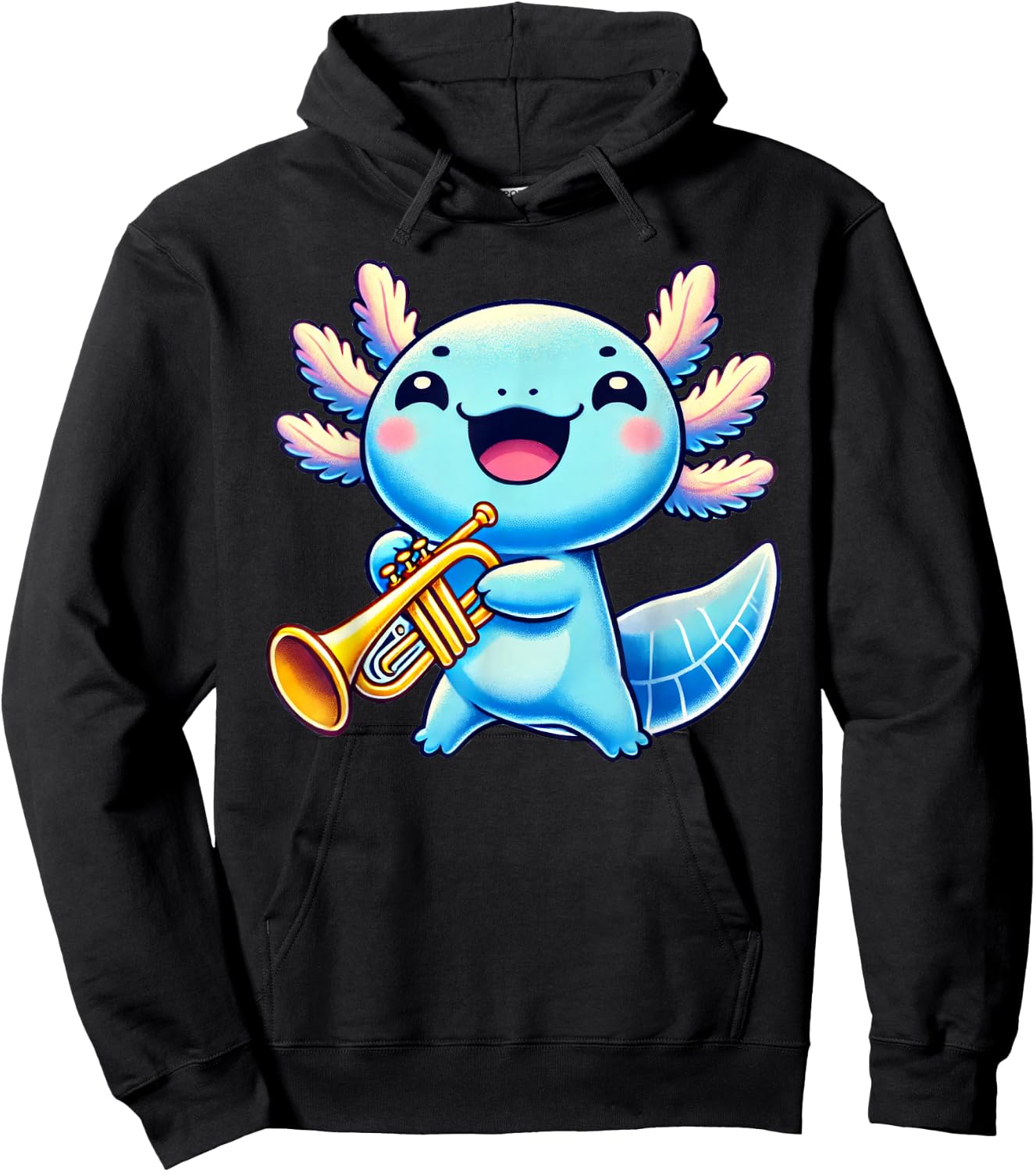 Axolotl Playing Trumpet Axolotls Musician Music Hoodie - Hoodie | Black