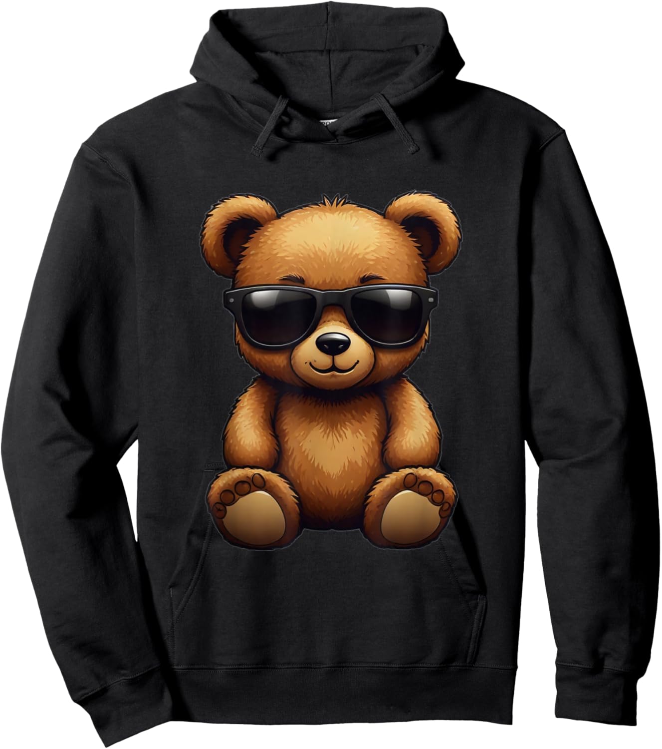 Cool Brown Bear Teddy Bear Wearing Sunglasses in Summer Hoodie - Hoodie | Black