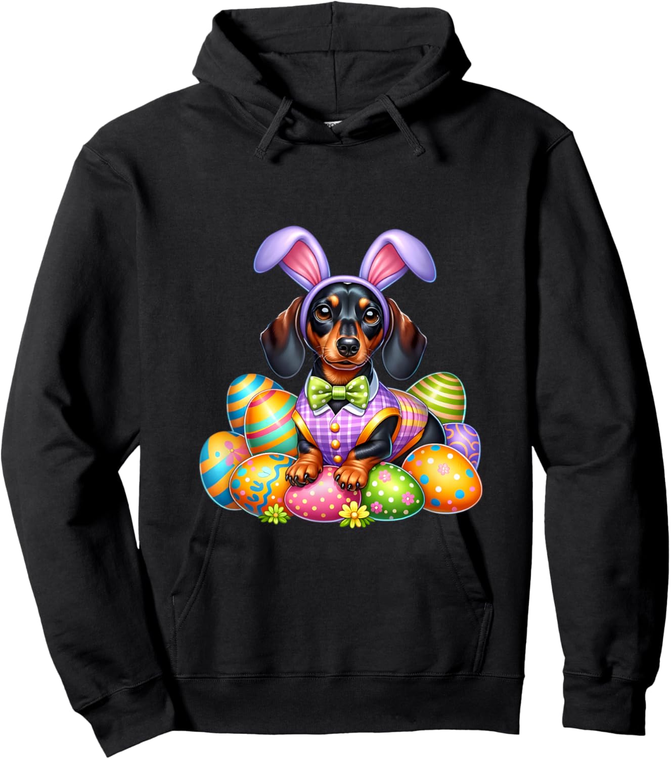 Funny Easter Day Dachshund Bunny Costume Hoodie - Hoodie | Black