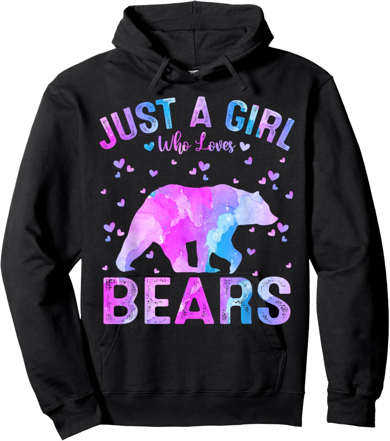 Colorful Just A Girl Who Loves Bears Women Girls Hoodie - Hoodie | Black