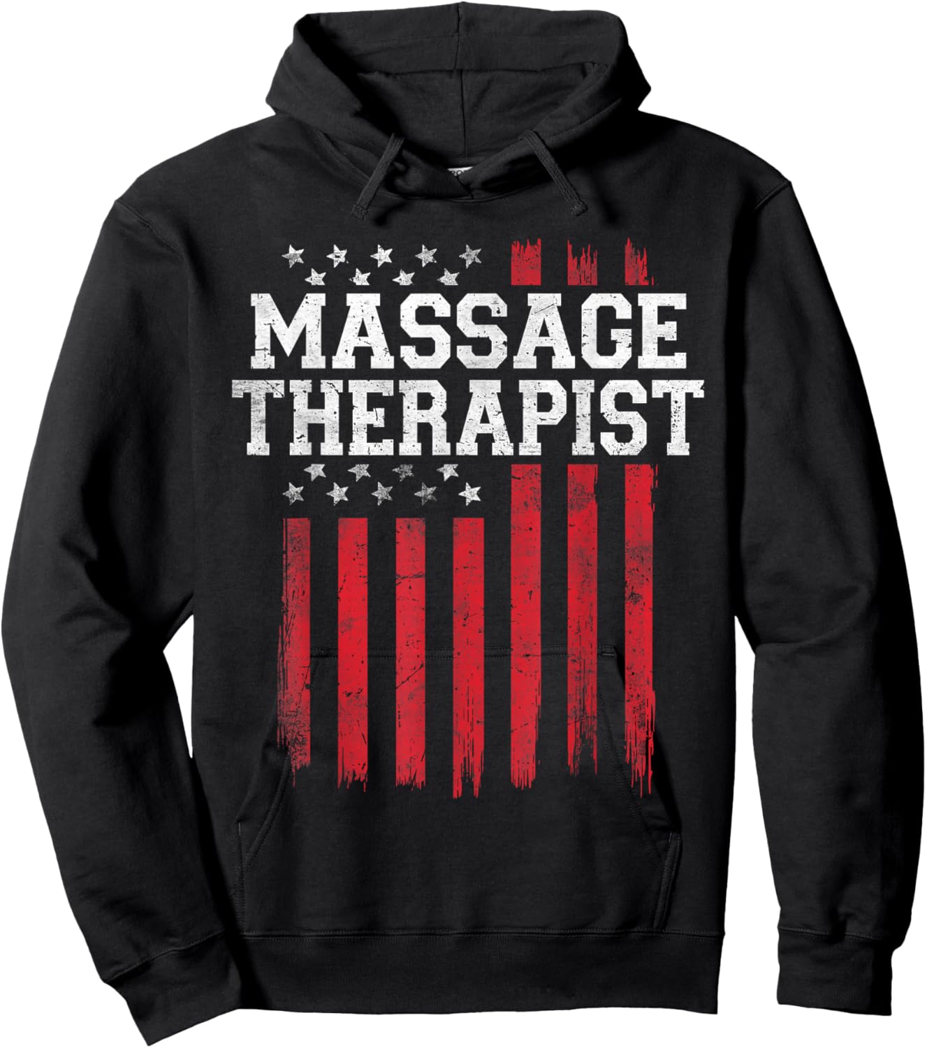 Massage Therapist Proud American Flag USA Patriot Patriotic Hoodie - Hoodie | Black