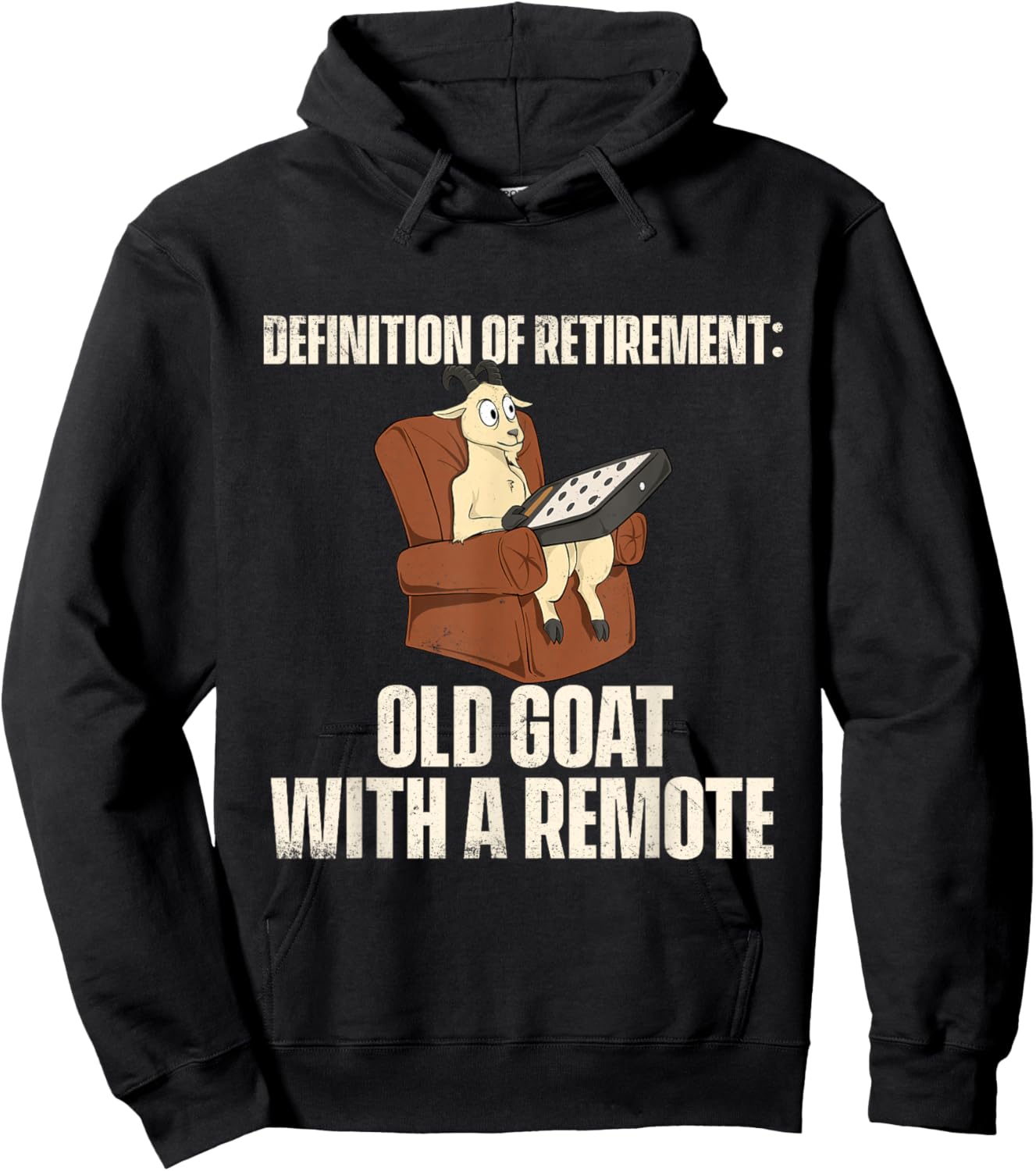 Definition Of Retirement Old Goat With A Remote - Farm Goats Hoodie - Hoodie | Black
