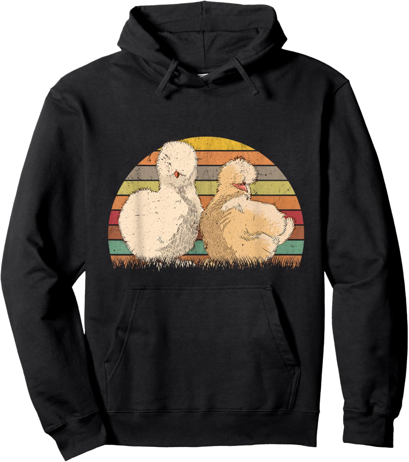 Silk hen Retro Silkies Vintage Silkie Chicken Hoodie - Hoodie | Black