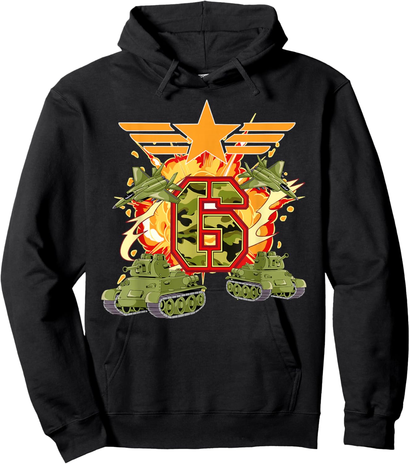 6th Birthday Army Hoodie - Hoodie | Black