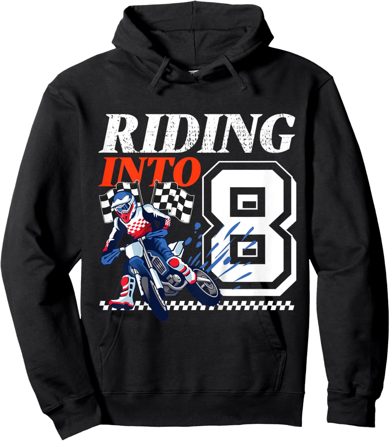 Kids Dirt Bike Riding into 8 Years Motocross 8th Birthday Party Hoodie - Hoodie | Black