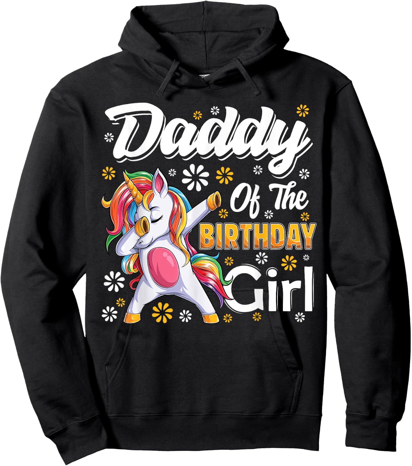 awesome dabbing unicorn birthday Daddy Family Matching Hoodie - Hoodie | Black