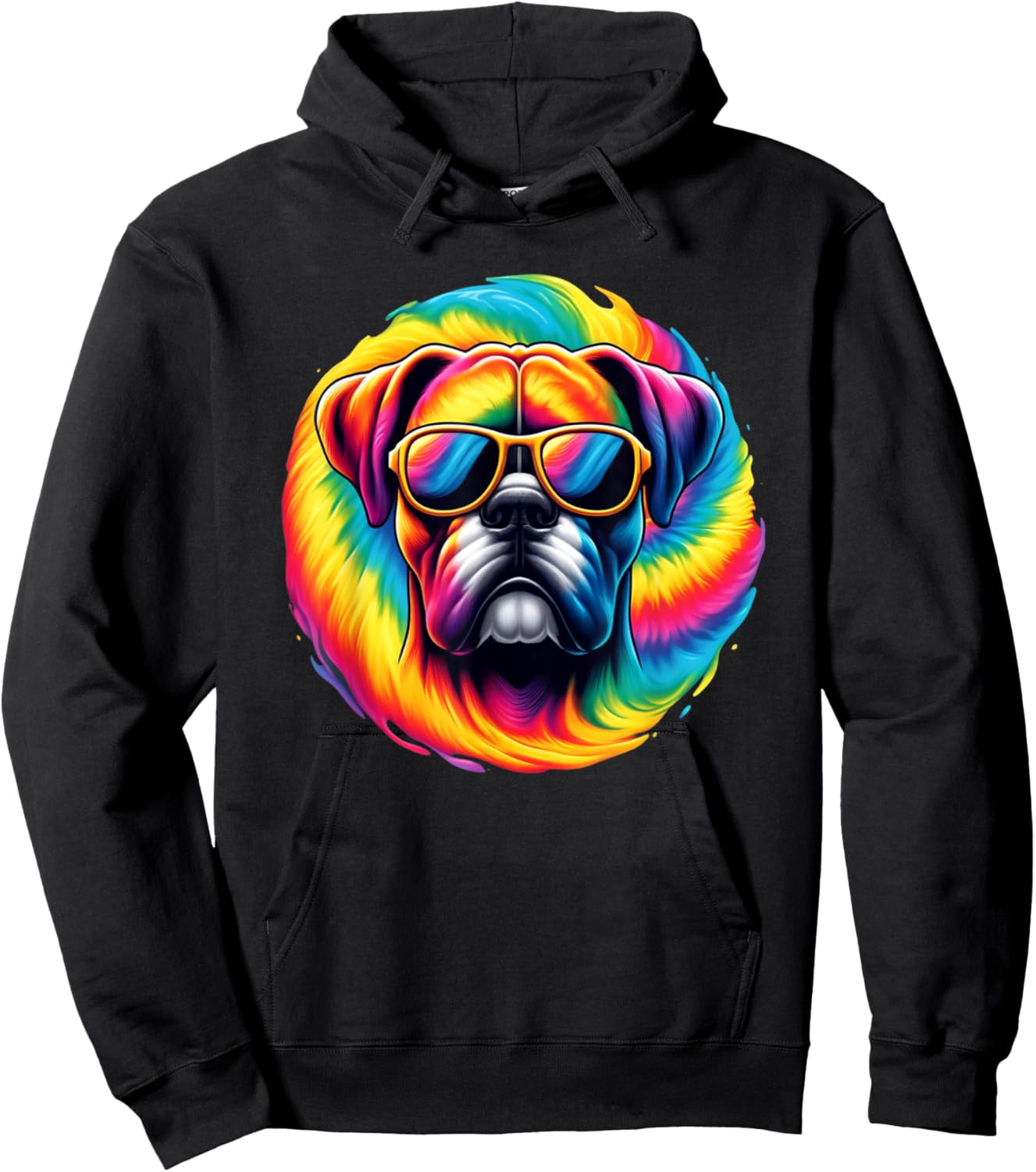 Tie Dye Art Sunglasses Boxer Dog Boxers Hoodie - Hoodie | Black