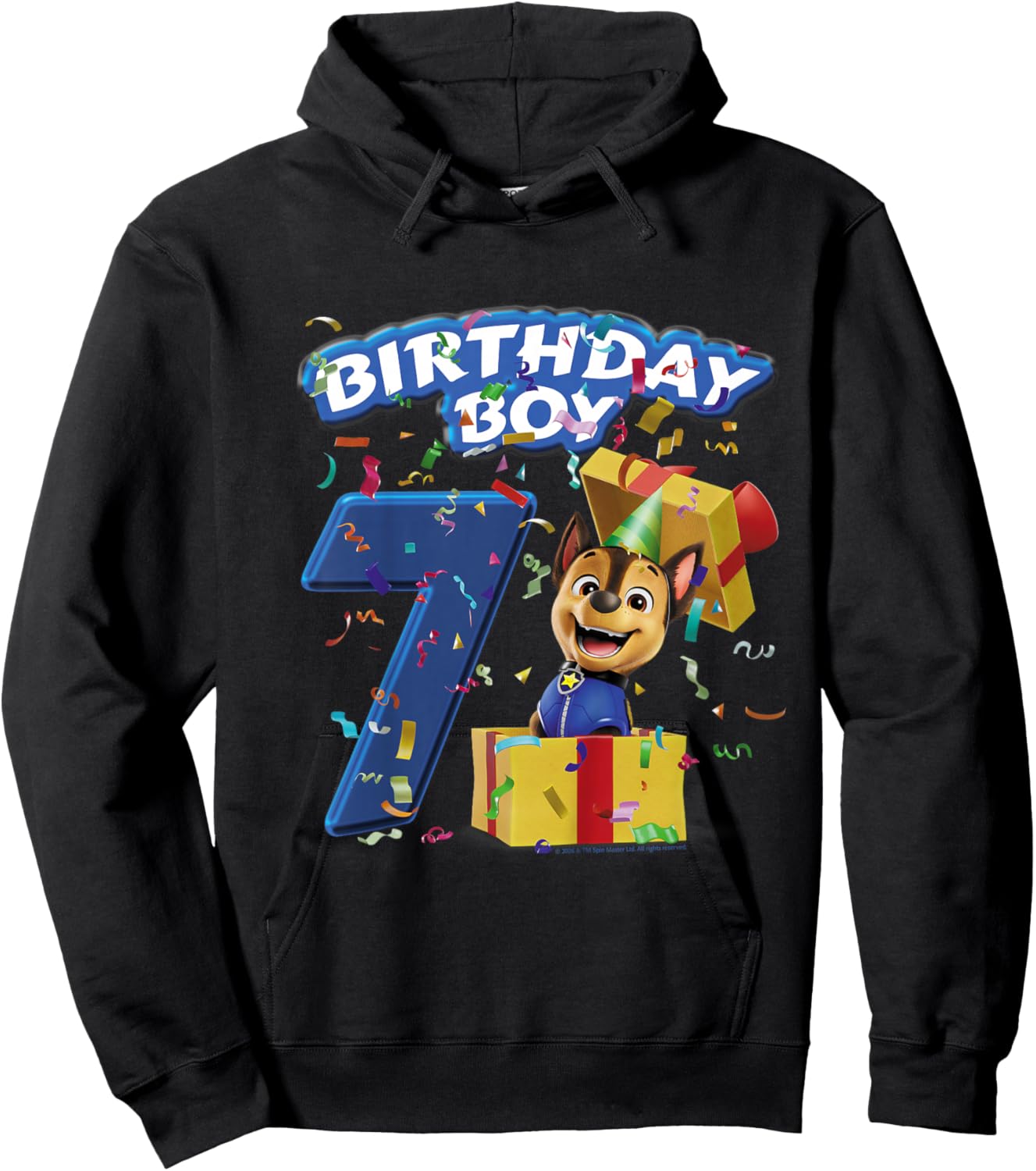 Official Paw Patrol Chase Birthday Boy Age 7 Hoodie - Hoodie | Black