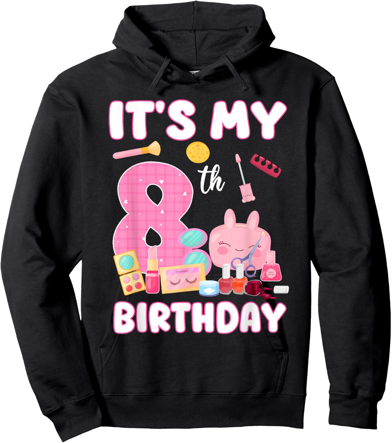 8 Years Old Girls It's My 8th Birthday Spa Theme Party Hoodie - Hoodie | Black