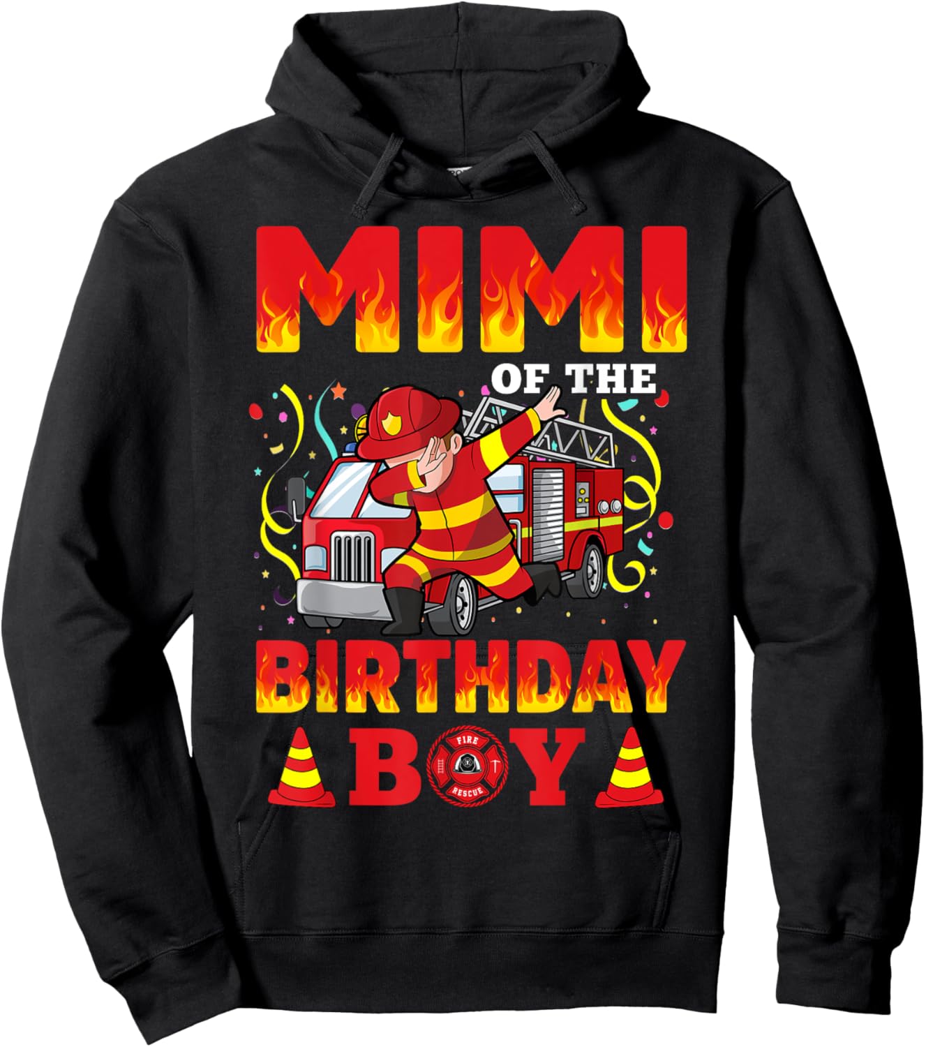 Mimi Of The Birthday Boy Fire Truck Firefighter Boys Hoodie - Hoodie | Black
