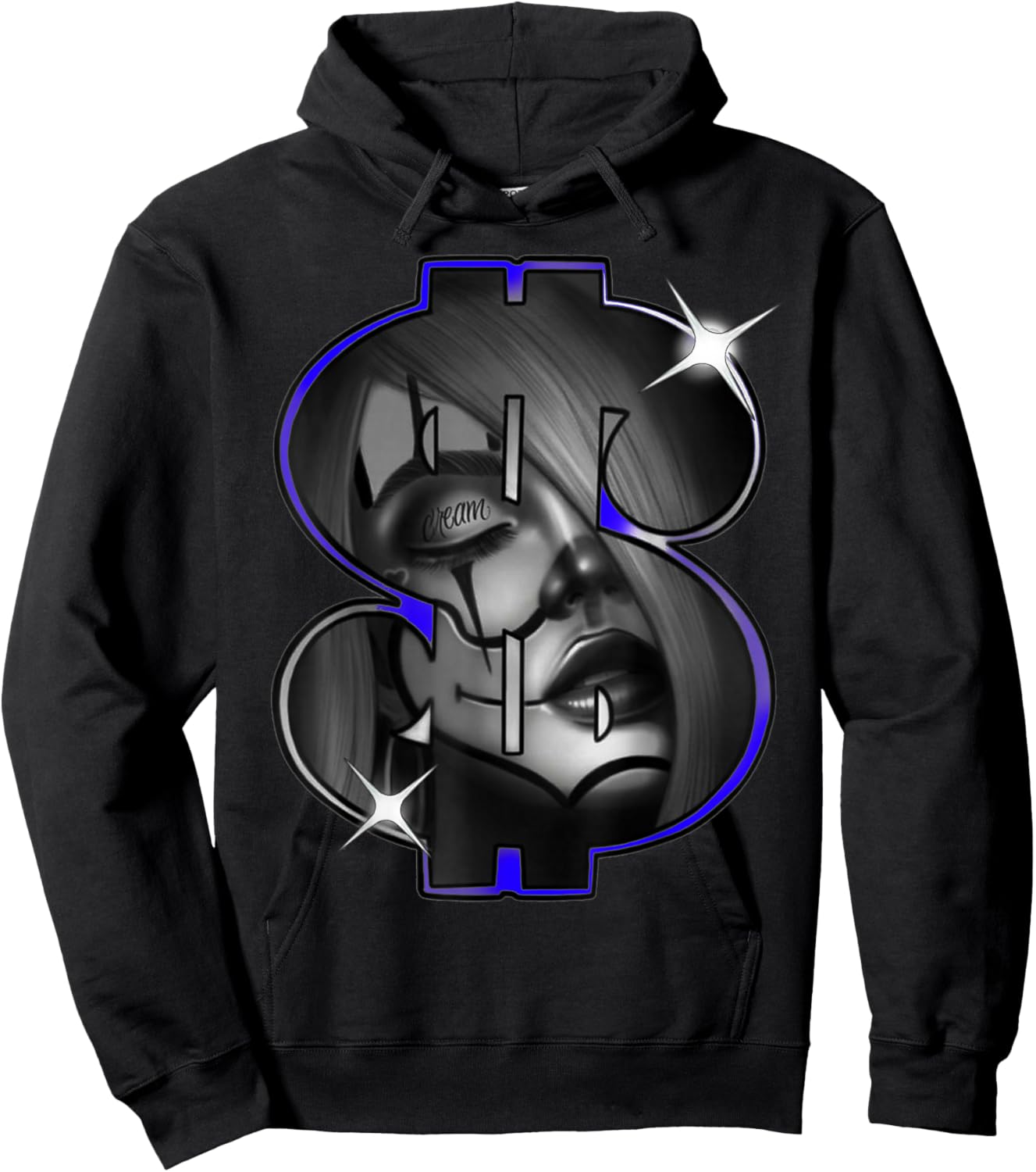 Chicano Payasa Clown Girl Money Symbol Indigo Hoodie - Hoodie | Black