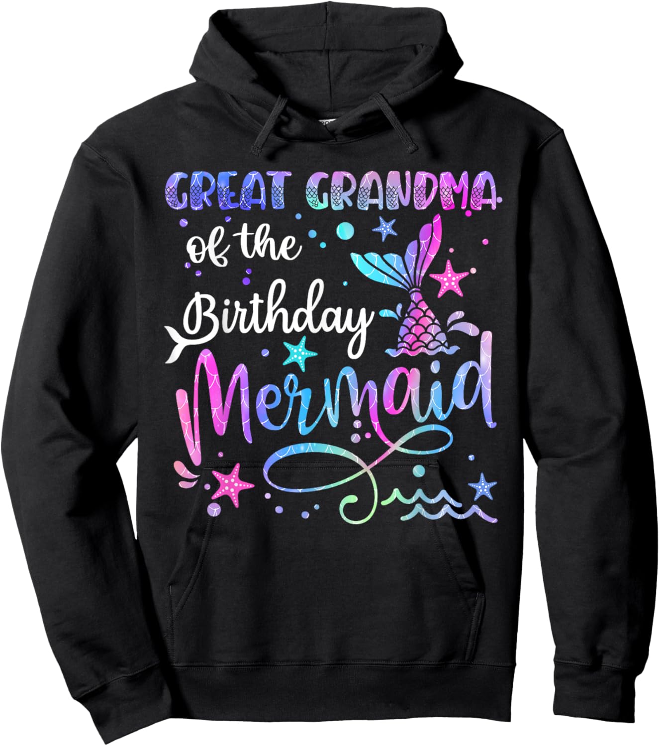 Great Grandma Of The Birthday Mermaid Matching Family mom Hoodie - Hoodie | Black