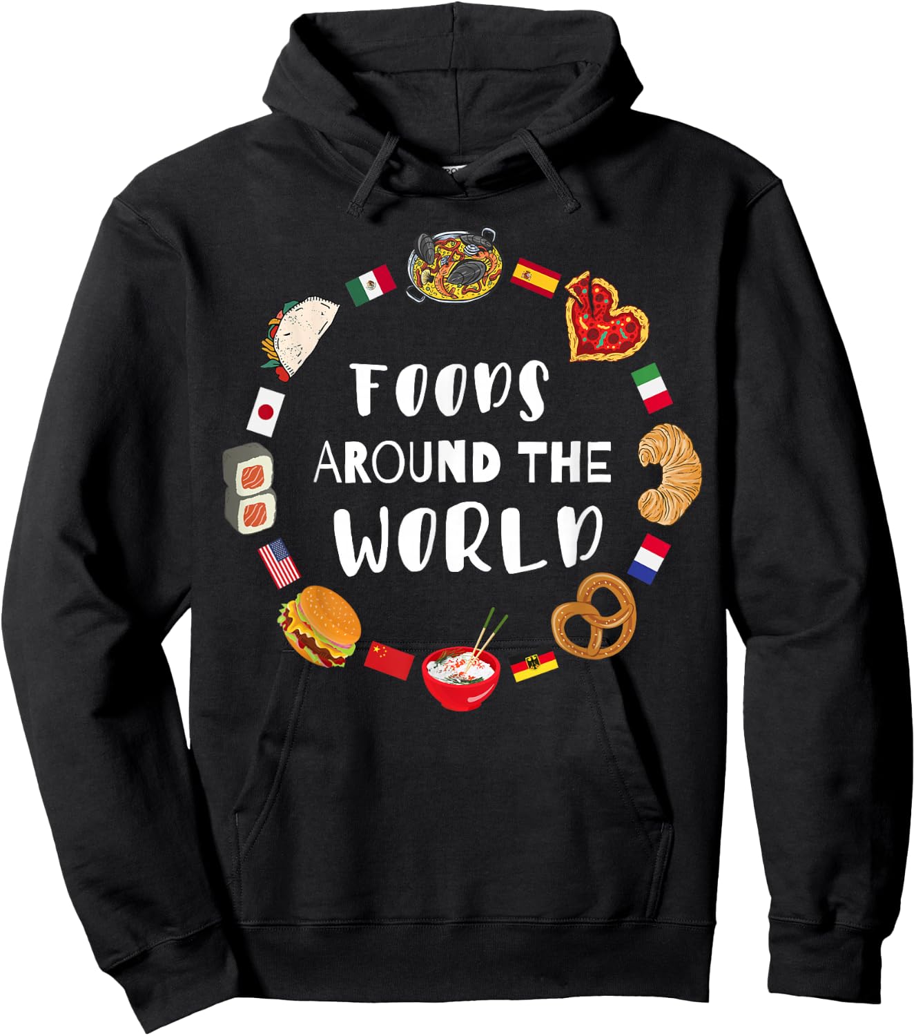 Foods around the world, Eating international dishes Hoodie - Hoodie | Black