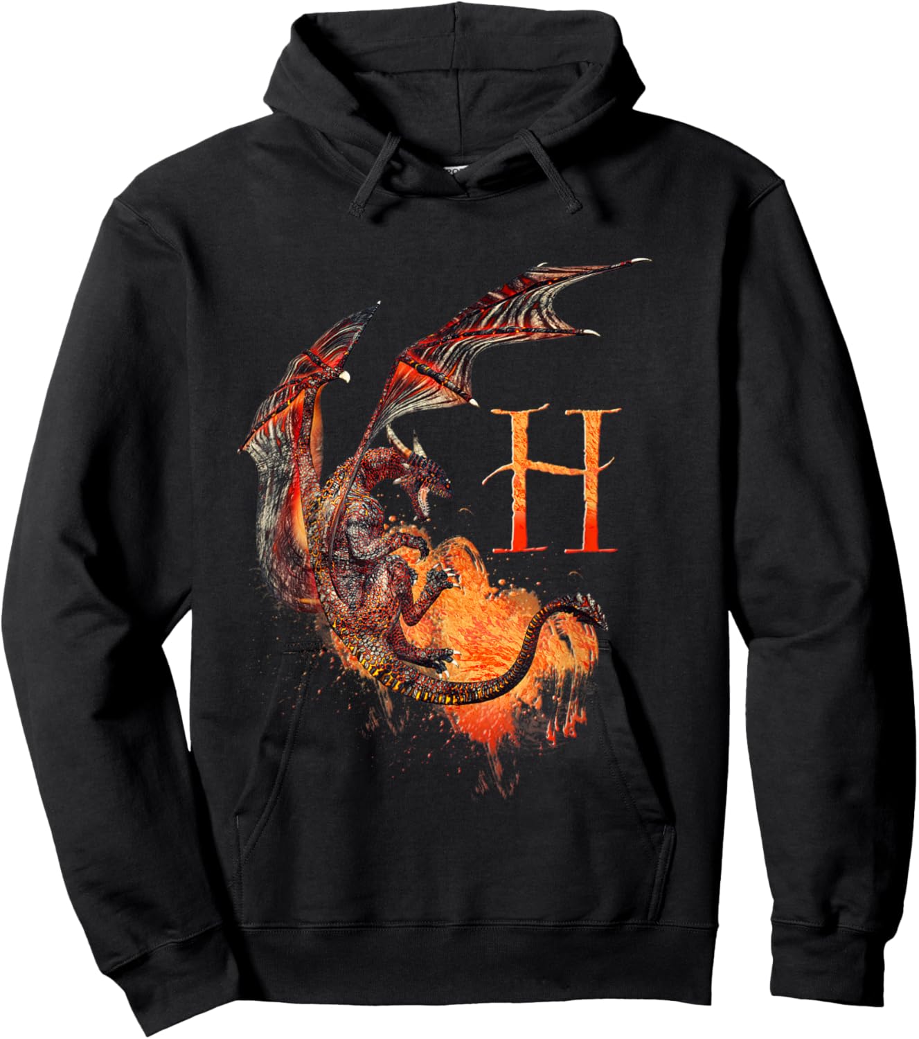 Letter H Dragon monogram Hoodie - Hoodie | Black