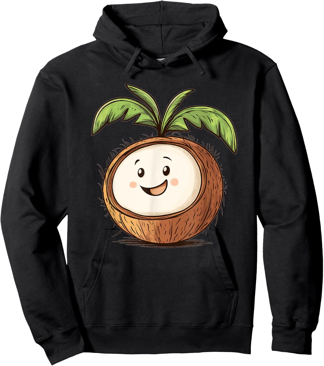 Cute Smiling Coconut I Cartoon Coconut Hoodie - Hoodie | Black