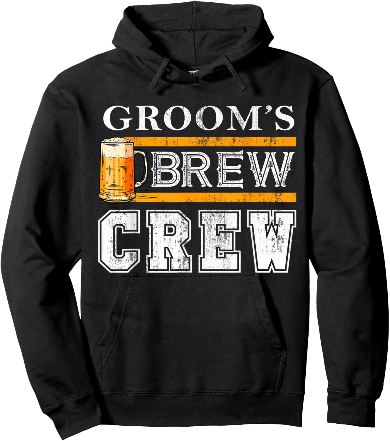 Groom's Brew Crew Funny Groomsmen Beer Team Bachelor Party Hoodie - Hoodie | Black
