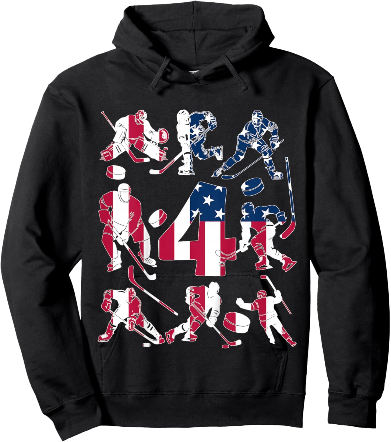 Number 4 Years Ice Hockey 4th Birthday Hoodie - Hoodie | Black