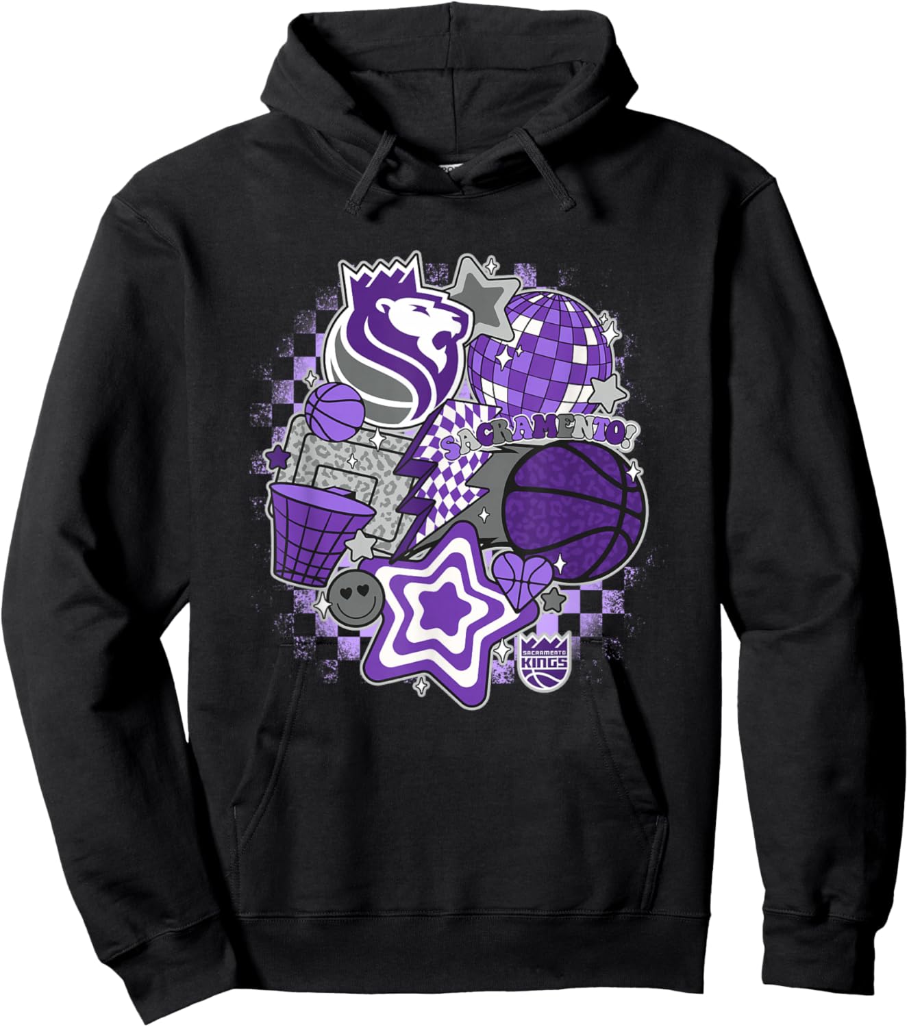 NBA Sacramento Kings Psychedelic Basketball Collage Hoodie - Hoodie | Black