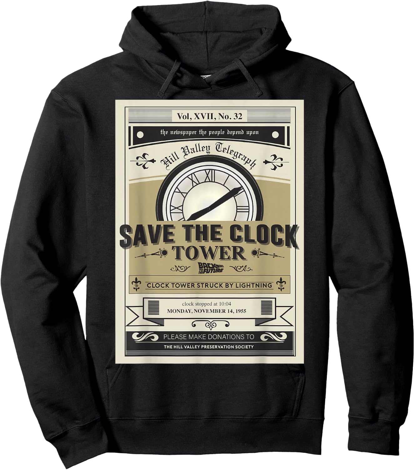 Back to the Future Clock Tower Poster Graphic Hoodie - Hoodie | Black