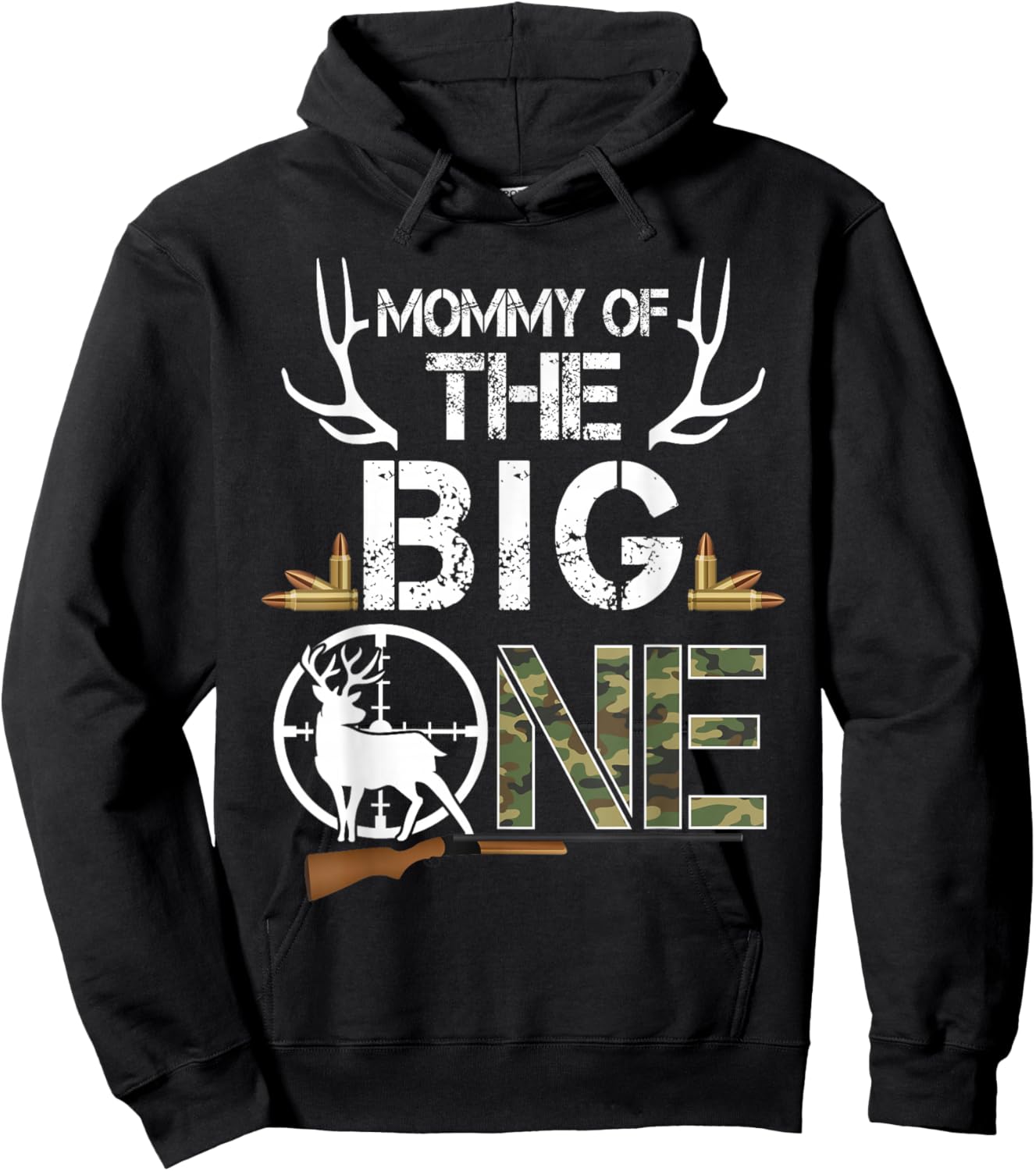 Mommy of The Big One Birthday Boy Deer Hunter Camouflage Hoodie - Hoodie | Black