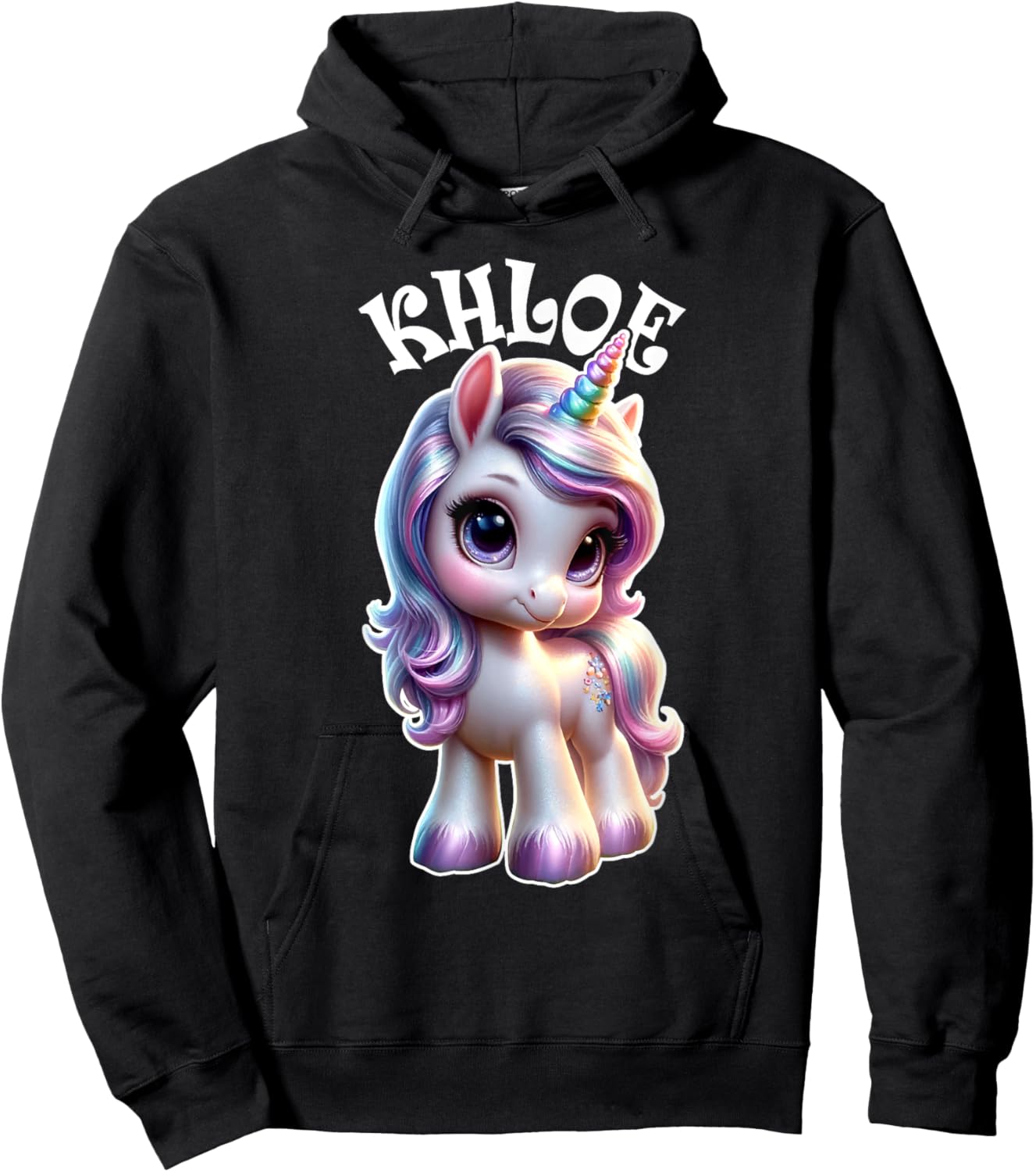 Khloe Cute Unicorn Design for Girls Name Khloe Hoodie - Hoodie | Black