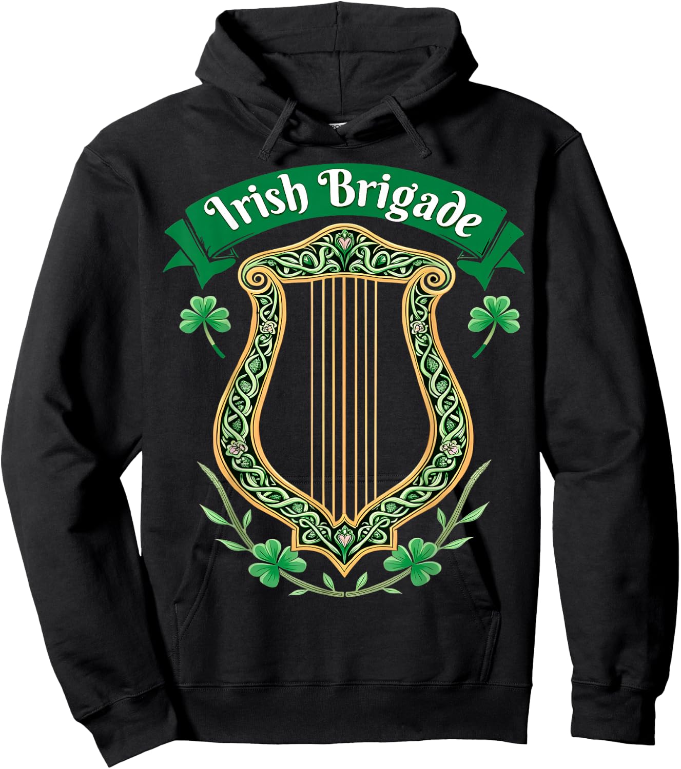 Irish Brigade Celtic Harp Heritage Hoodie - Hoodie | Black