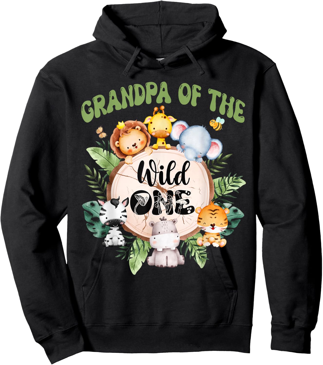 Grandpa Of The Wild One 1st Birthday Safari Family Matching Hoodie - Hoodie | Black